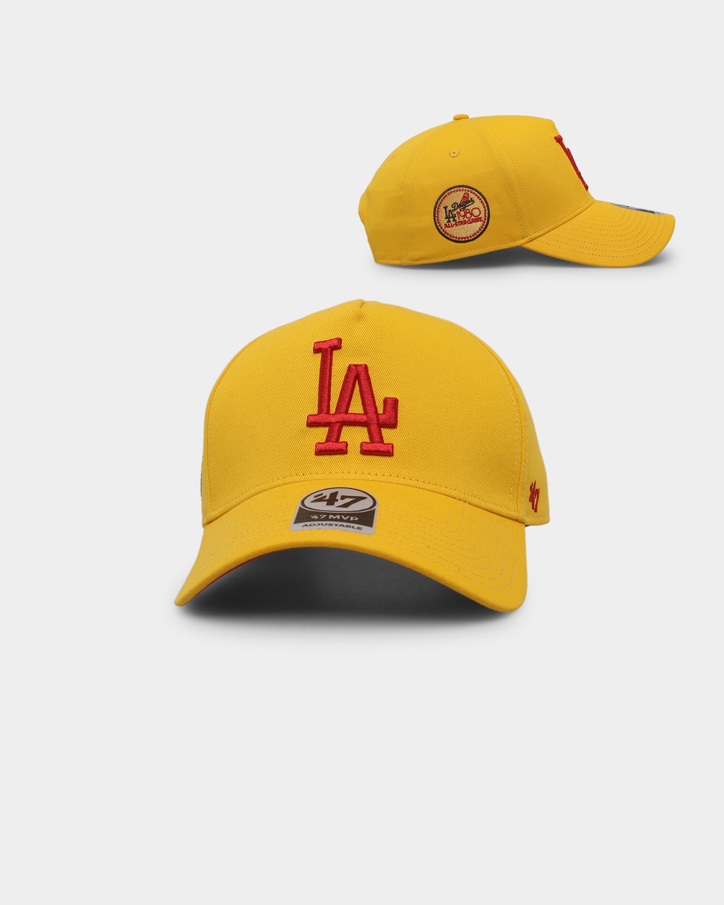 47 Brand Los Angeles Dodgers 'Mustard & Ketchup' MVP Snapback Hat - Adjustable Baseball Cap for Men & Women - Yellow/Red Team Colors - Perfect for Baseball Games, Sports Events & Streetwear Fashion