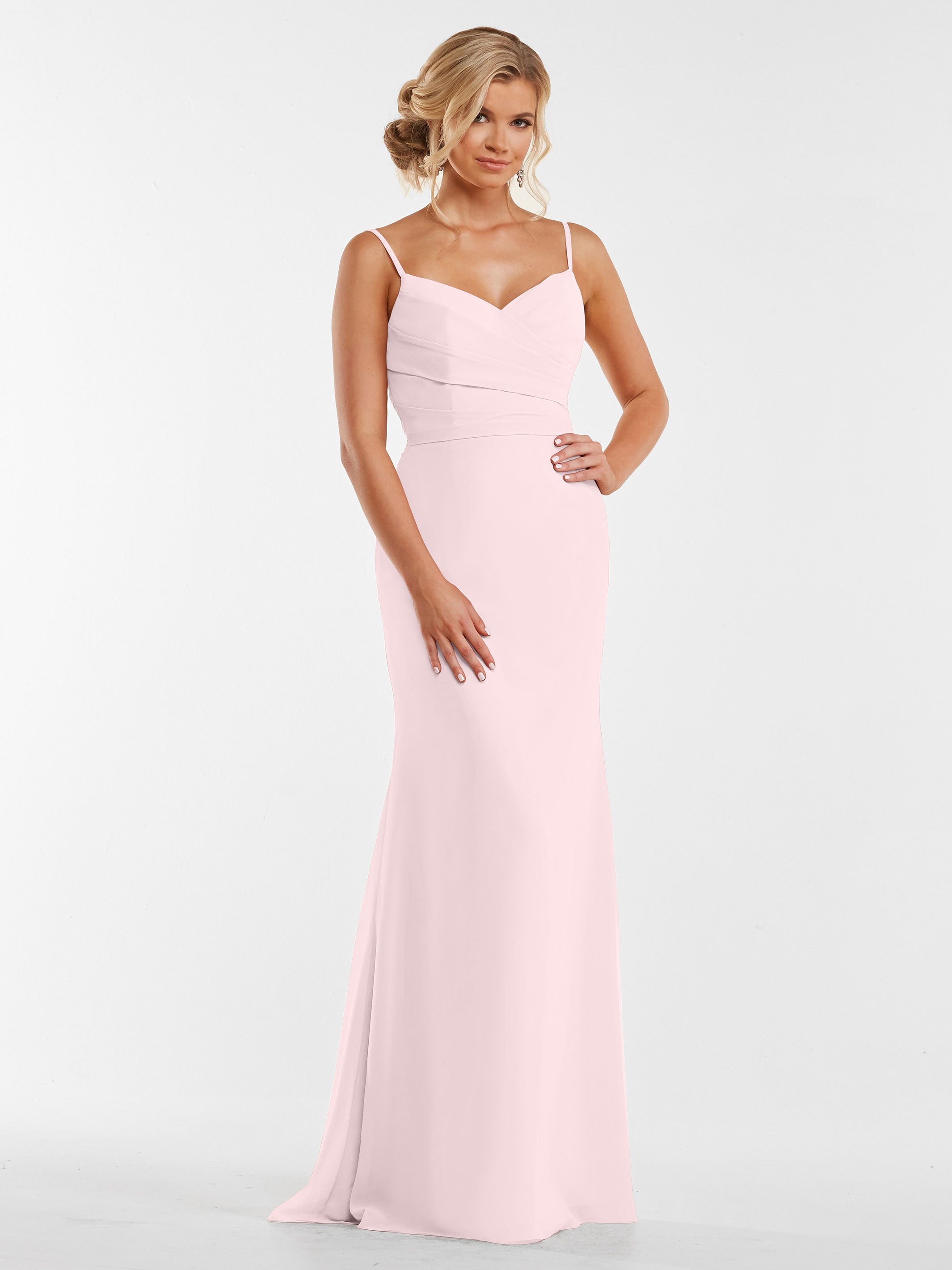 Elegant 80169 Chiffon Sheath Bridesmaid Dress with Pleated Bodice - Perfect for Weddings, Formal Events & Special Occasions