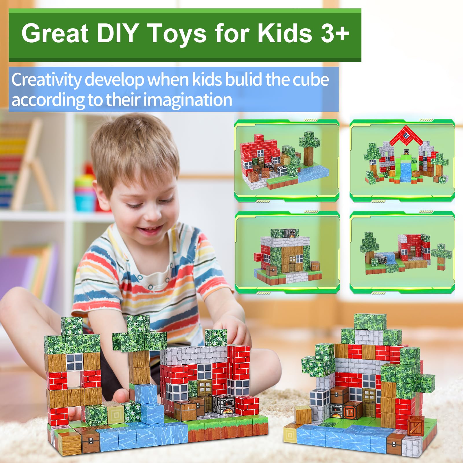 110PCS Magnetic Building Blocks for Kids Ages 6-10 | STEM Educational Stacking Toys for Boys & Girls | Sensory Fidget Cubes for Toddlers | Jungle Themed Creative Play Set - Perfect for Classroom, Birthday Gifts & Stress Relief Activities