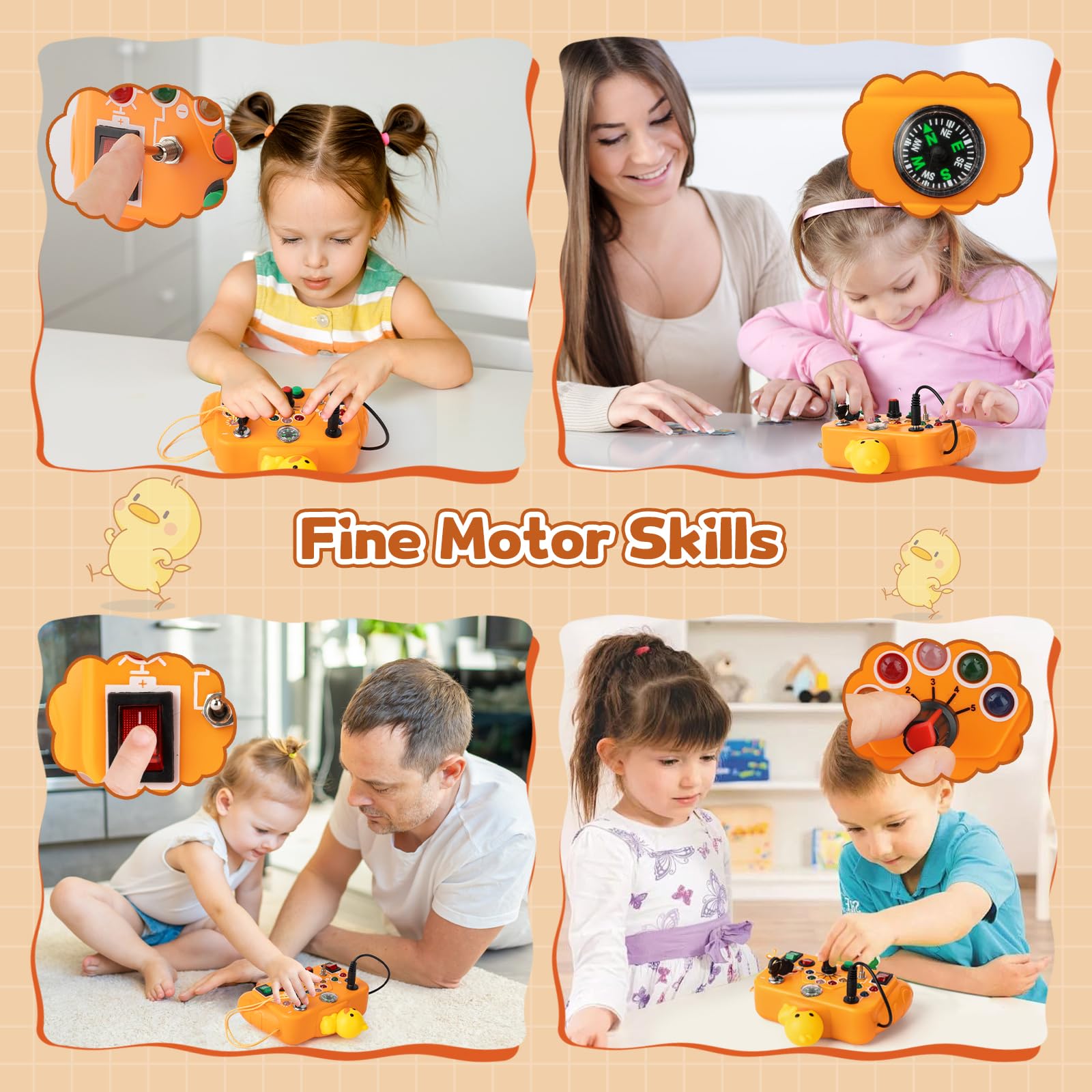 Montessori Busy Board for Toddlers - Sensory Learning Toy with 8 Switches & Activities - Perfect Travel Toy for Road Trips - Educational Gift for Boys & Girls - Ideal for Airplane, Car Rides & Home Playtime