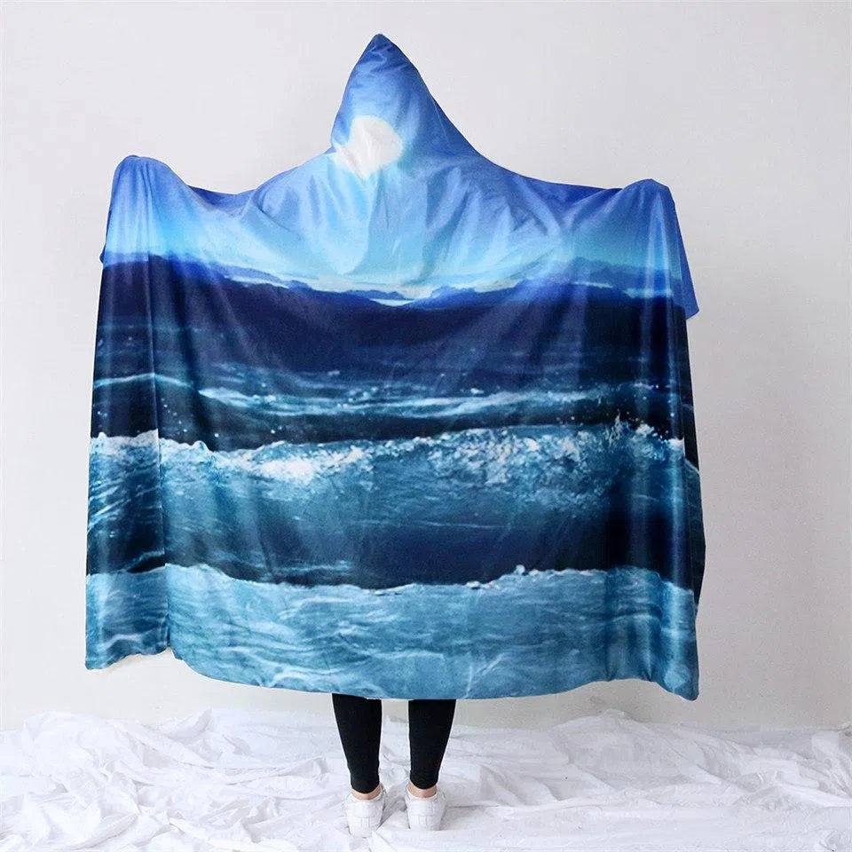 Moonlight Magic Cozy Hooded Blanket - Ultra Soft Fleece Wearable Blanket for Adults & Teens - Perfect for Movie Nights, Camping & Lounging at Home