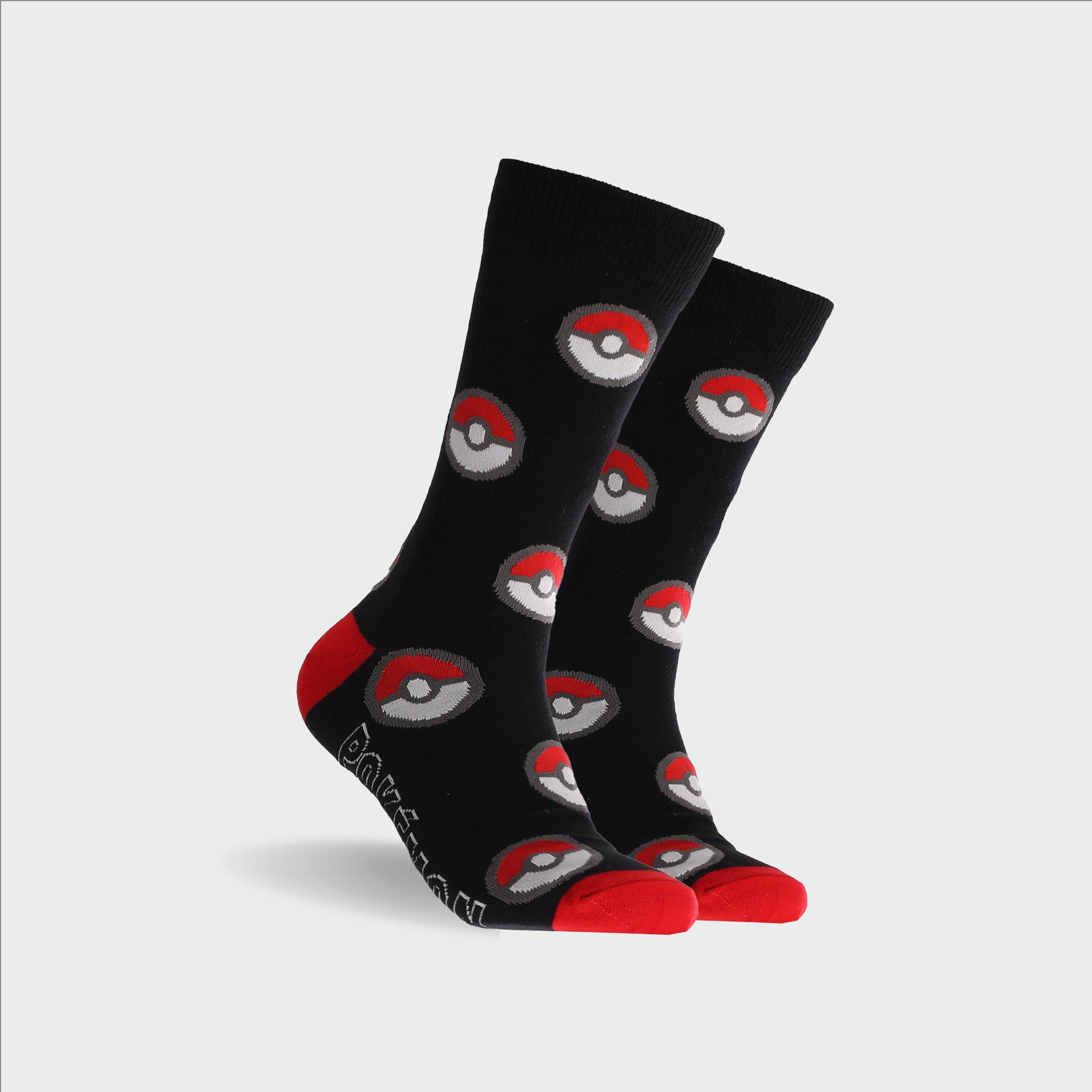 Men's Poké Ball Cotton Crew Socks - Black | Comfortable Anime Gamer Socks for Casual Wear & Cosplay