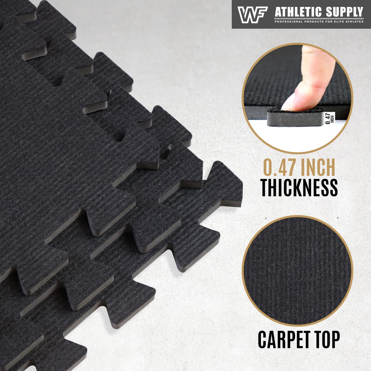 CAPHAUS EVA Foam Floor Tiles with Black Carpet Top - 24