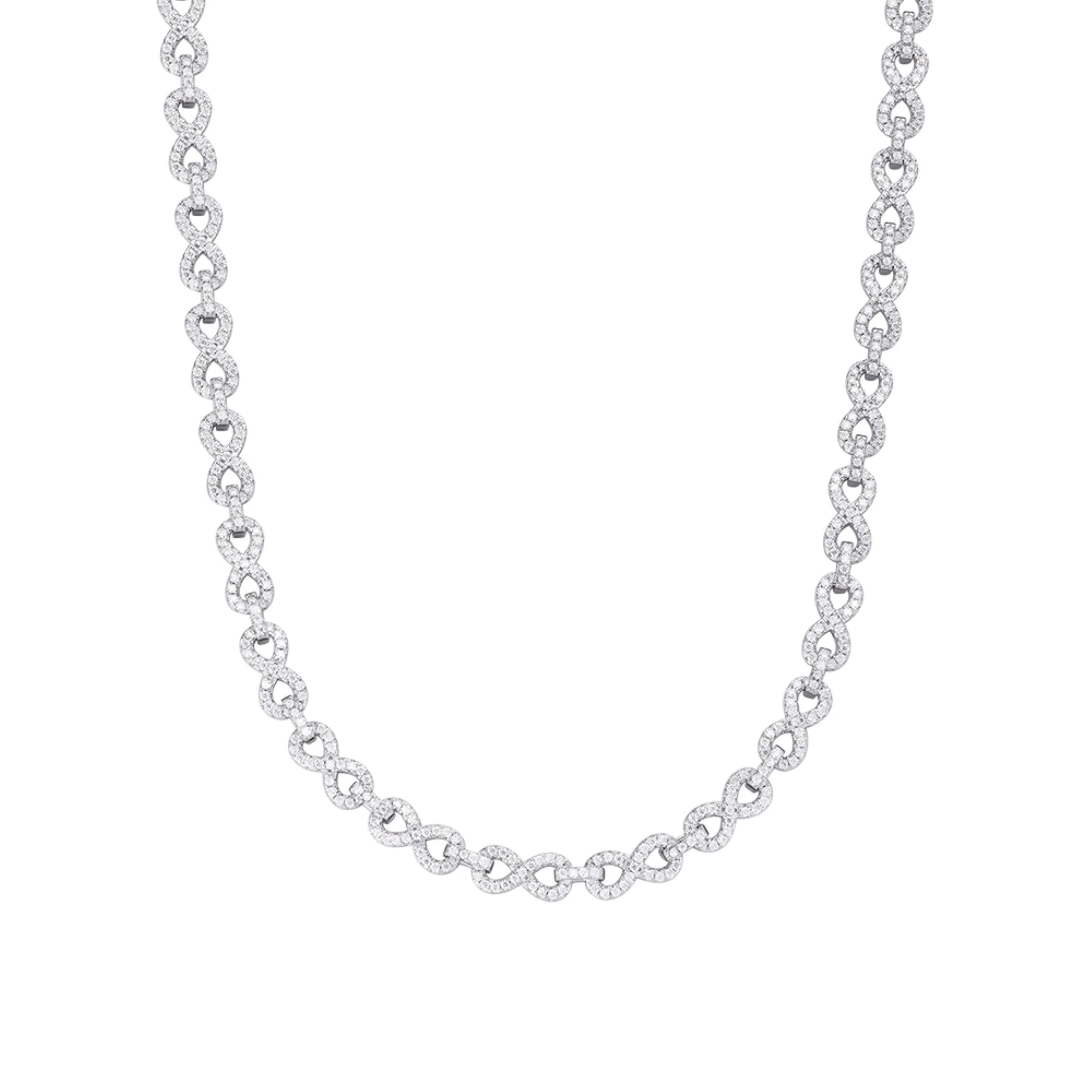 Infinity Link Moissanite Necklace - 925 Sterling Silver 6mm Chain for Women, Wedding, Anniversary & Special Occasion Gifts
