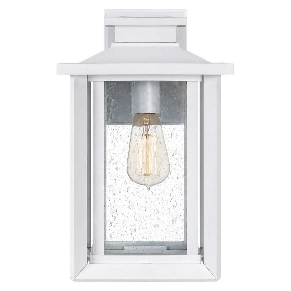 14 Inch Outdoor Wall Lantern - Transitional Coastal Style, Wet Location Approved, White Lustre Finish - Perfect for Porch, Patio, Garden and Entryway Lighting (Model: 71-Bel-4423721)