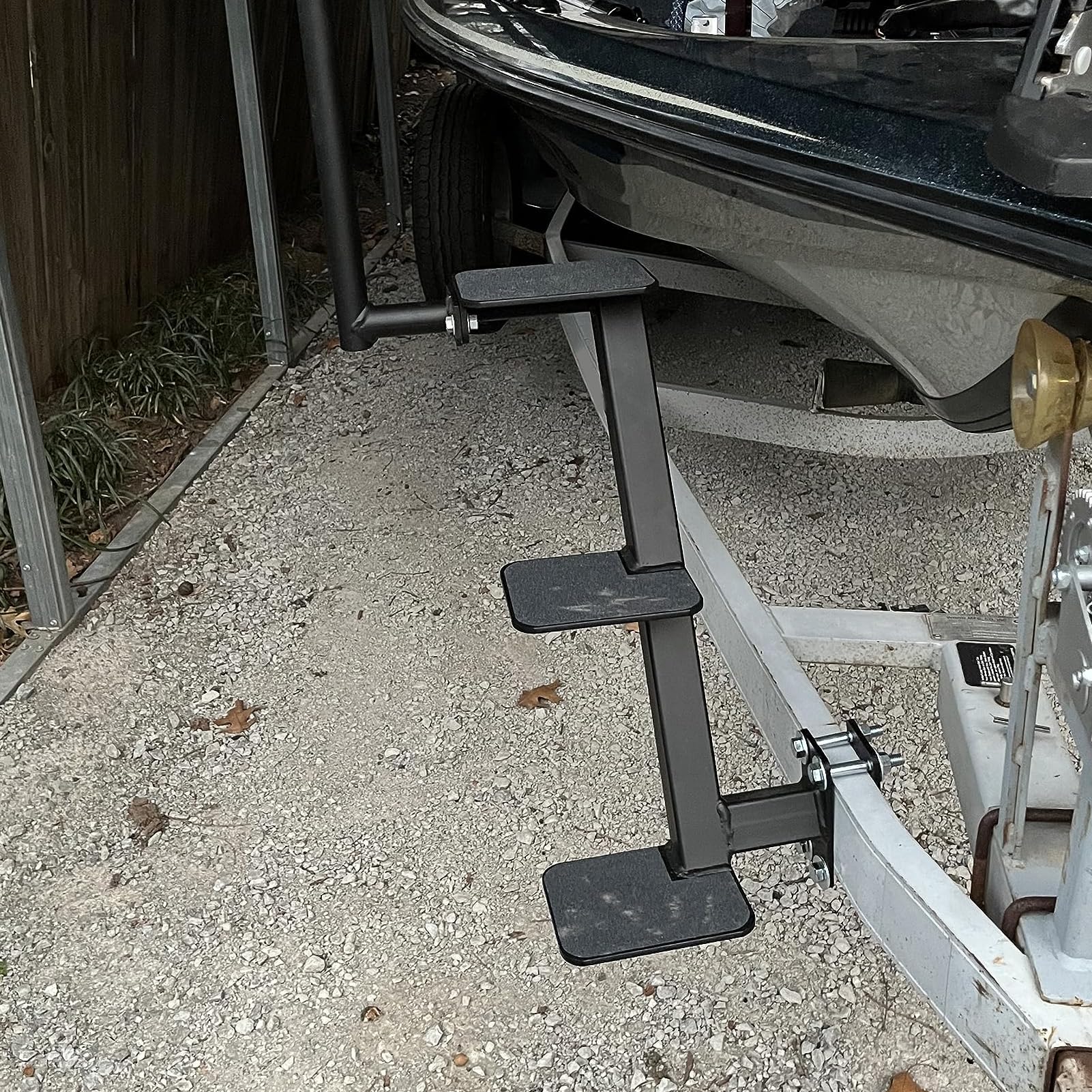 Stainless Steel Boat Trailer Tongue Steps - 3-Step Non-Slip Ladder for Easy Boarding | Durable Powder Coated Design for Marine Use | Perfect for Loading/Unloading Boats, Fishing Gear & Water Sports Equipment