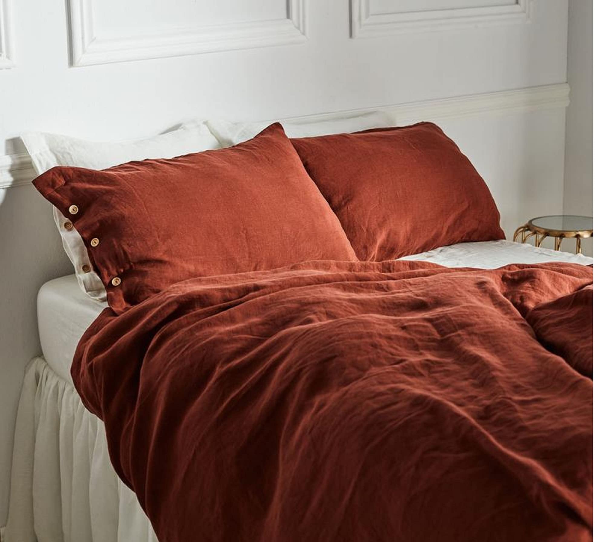 3-Piece Burnt Orange Bohemian Bedding Set - King/Queen/Twin Washed Duvet Cover & Comforter Cover - Soft Vintage Style Duvet Cover Set for California King, King, Queen & Twin Beds - Perfect for Boho Chic Bedrooms & Cozy Home Decor