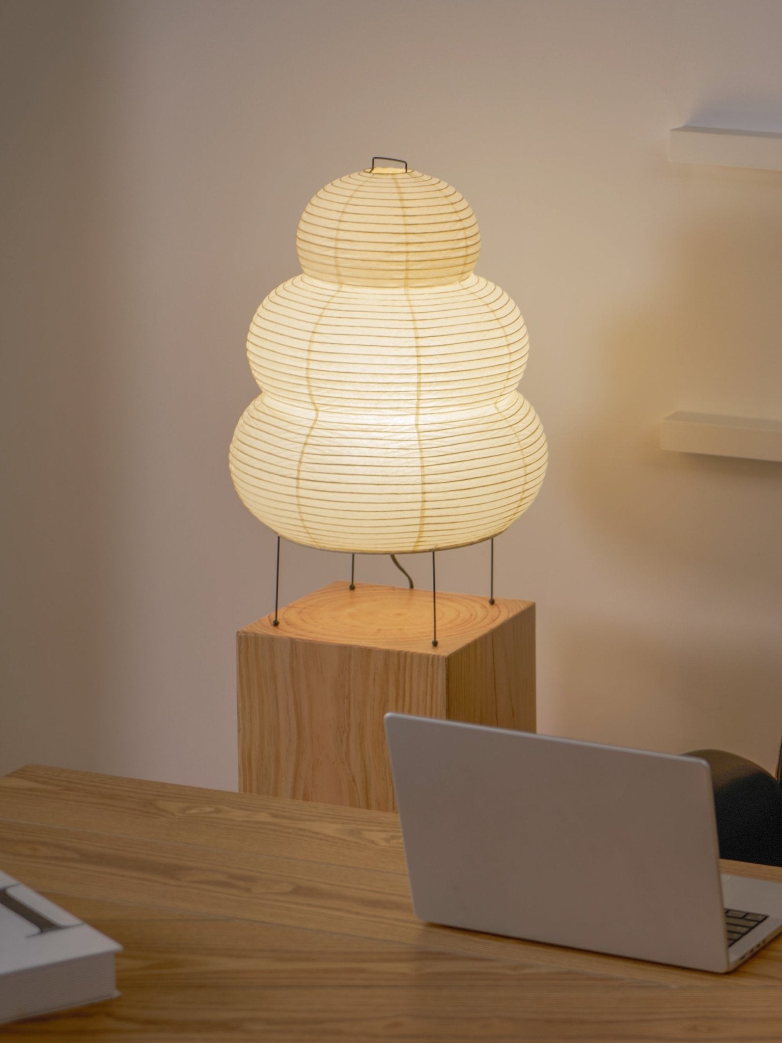 Akari Paper Table Lamp - Handmade Japanese Shoji Style Lighting for Bedroom, Living Room & Office - Warm Ambient Light for Relaxation & Decor
