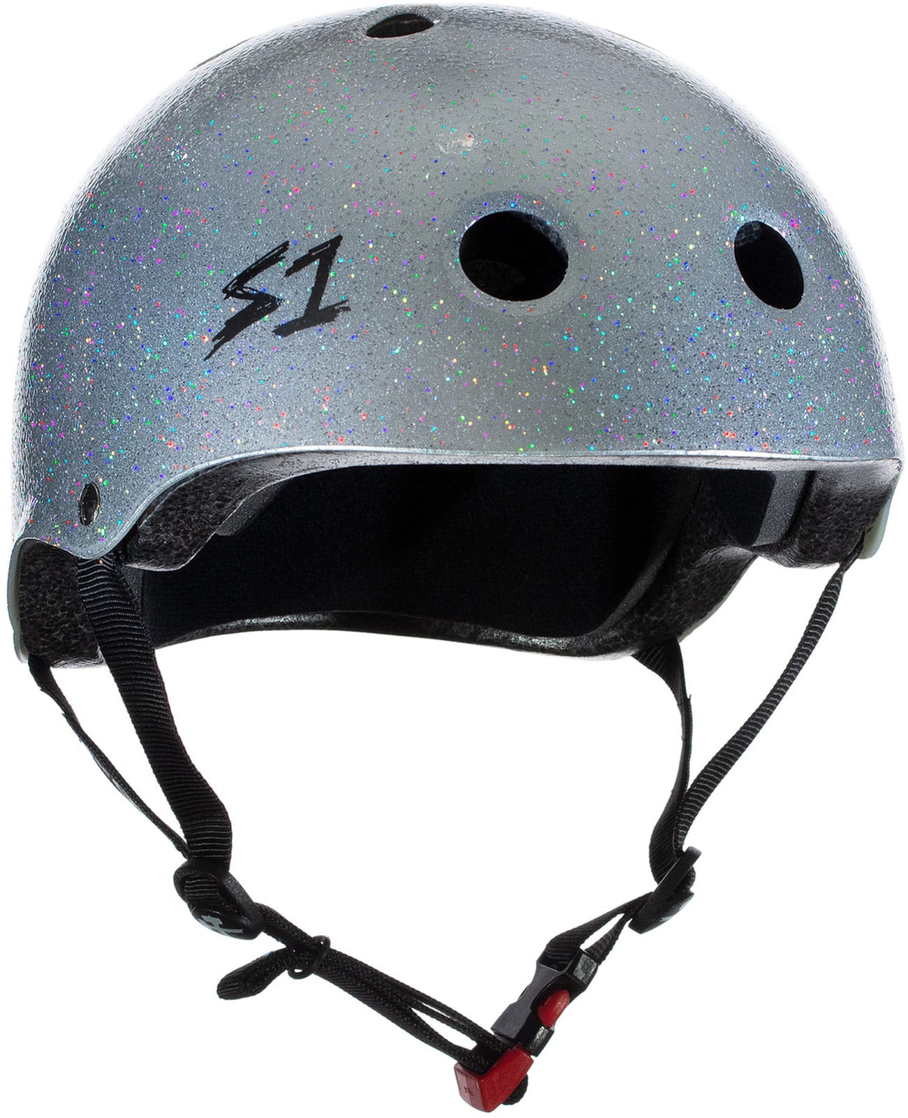 S1 Mini Lifter Helmet - Silver Glitter Motorcycle Half Helmet for Women & Men - Perfect for Cruiser, Scooter, and Urban Riding