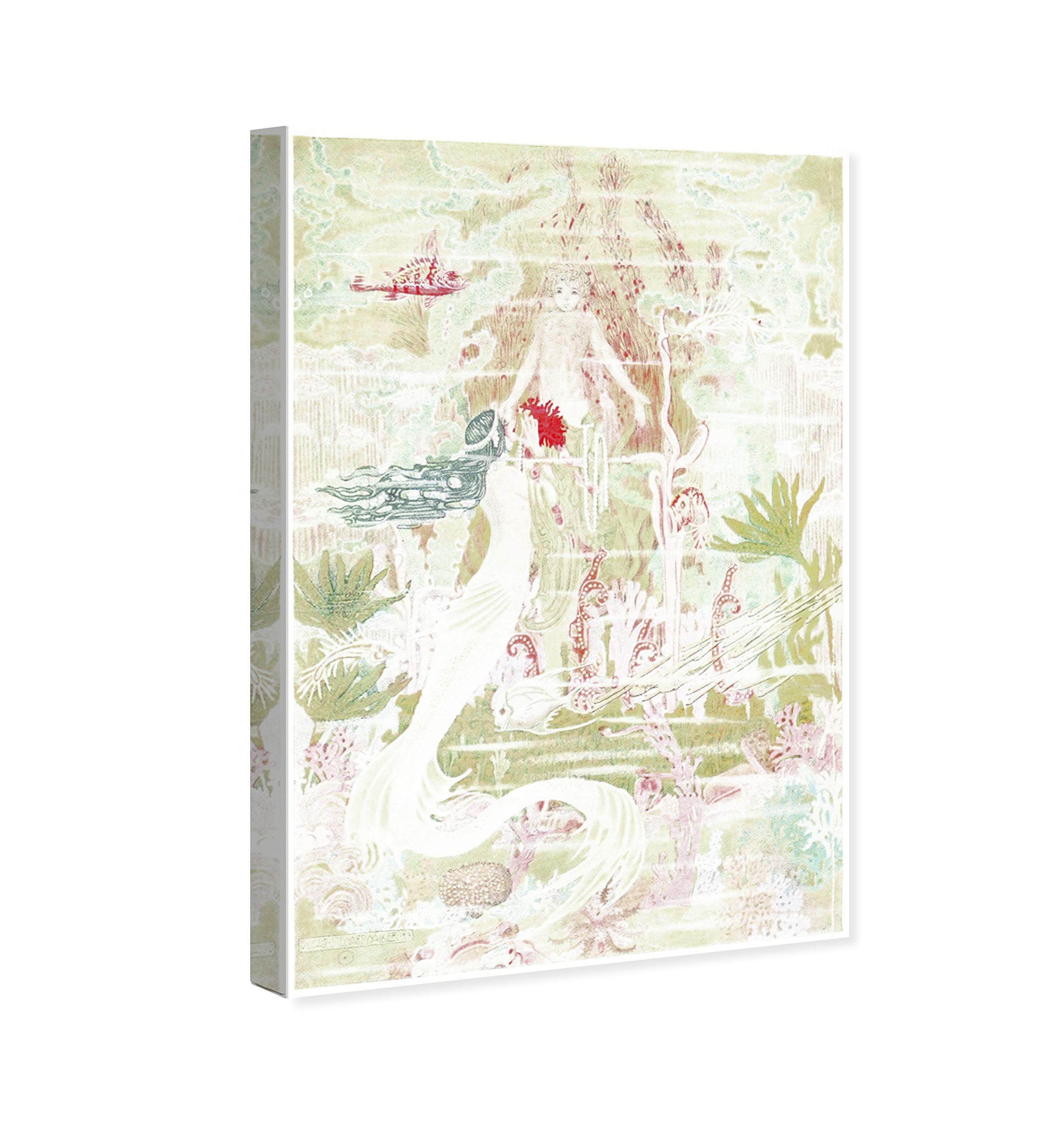Oliver Gal Artist Co. Little Mermaid Fantasy Wall Art Canvas Print - 20x30 Inch Kids Room Decor, Green & White Nursery Painting for Girls Bedroom | Perfect for Disney Themed Rooms & Underwater Fantasy Decor