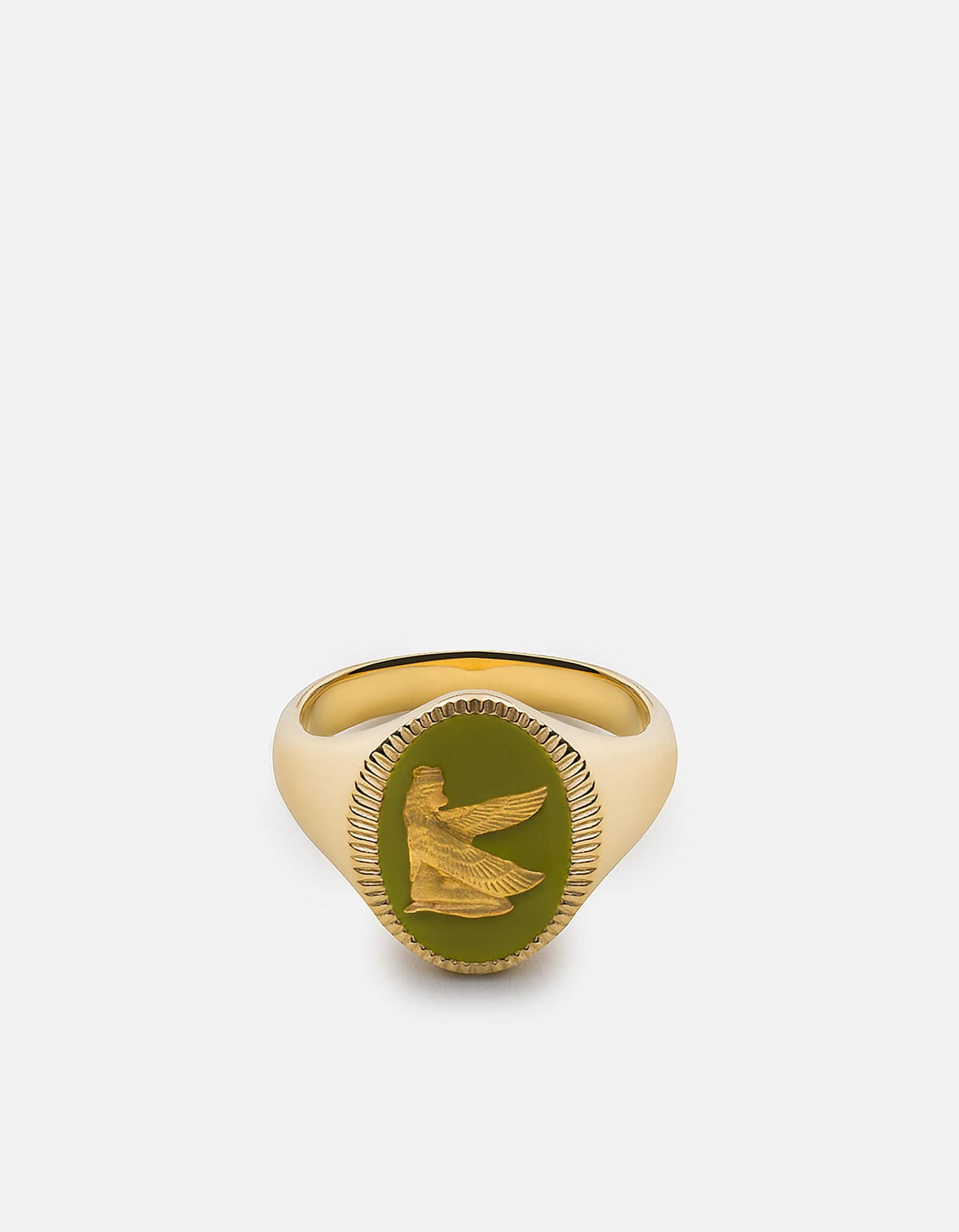 Ma'at Ring - 14K Gold Vermeil & Sage Green Gemstone - Egyptian Goddess Jewelry for Women - Perfect for Spiritual Healing & Boho Fashion