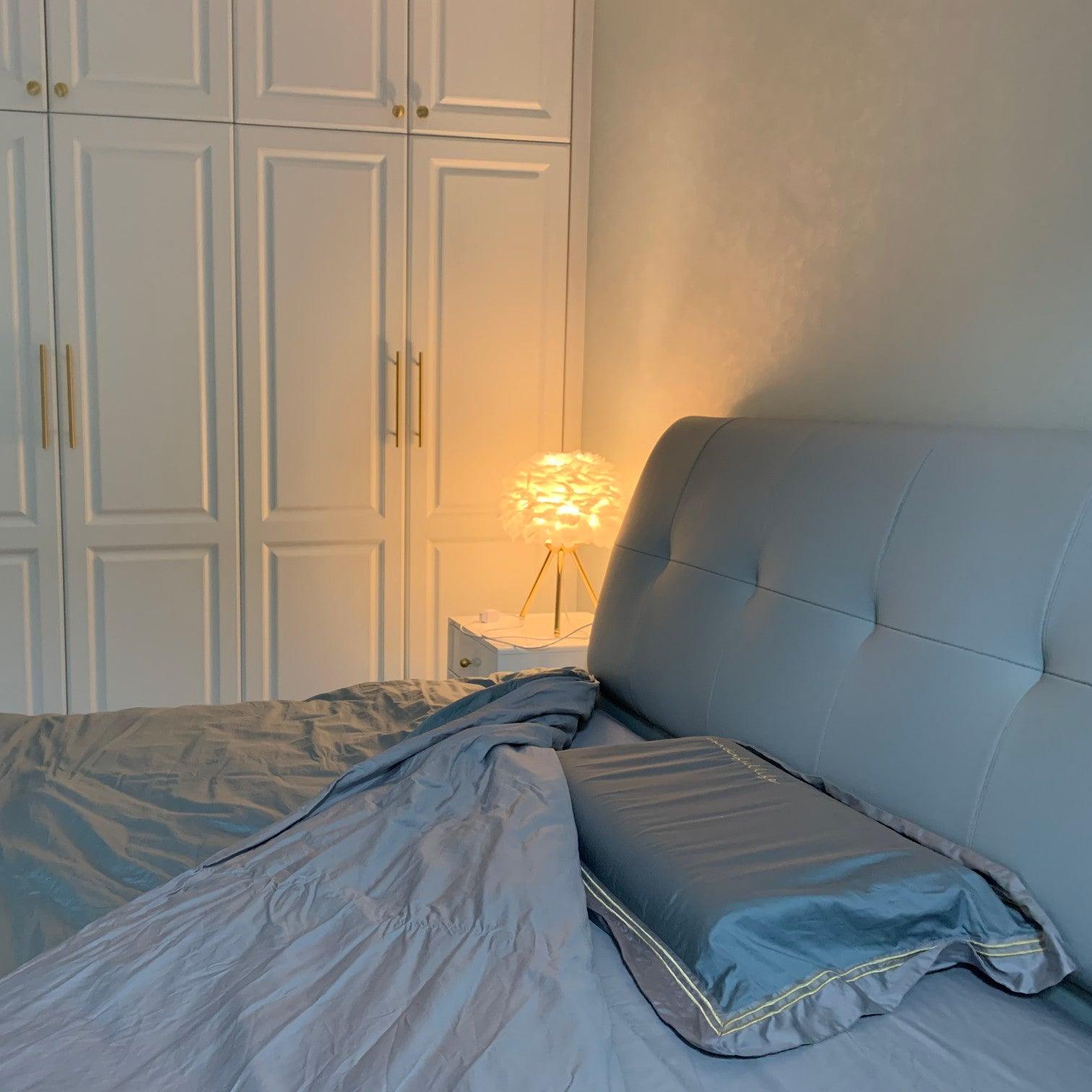 Elegant Goose Feather Table Lamp - Soft Warm White Light for Bedroom, Living Room & Office Decor - Perfect for Relaxation & Cozy Ambience