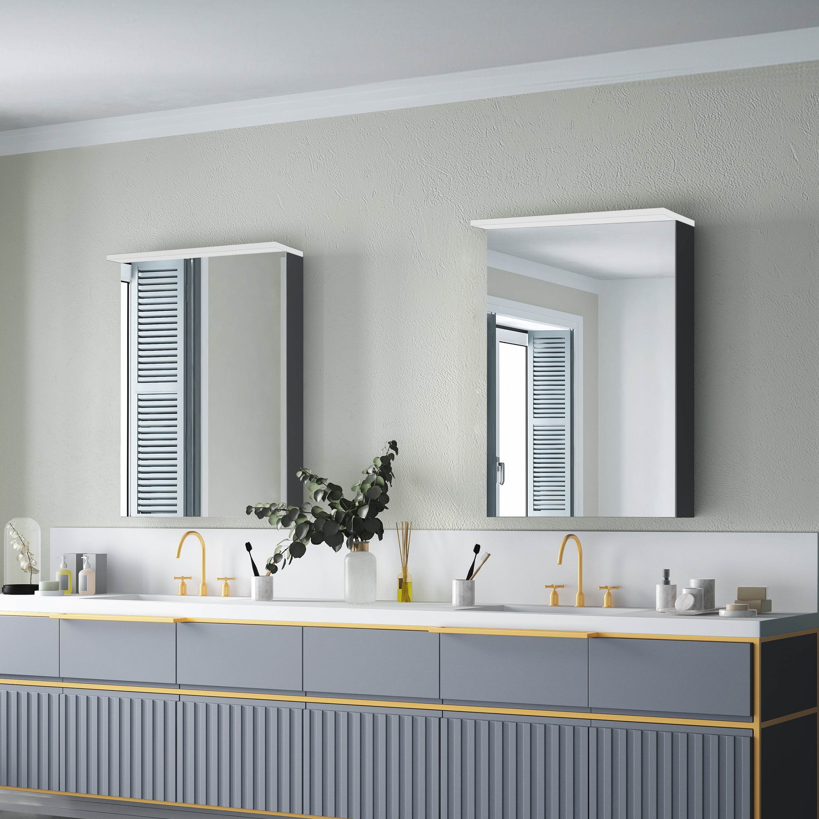 Garet 20W x 28H LED Medicine Cabinet with Mirror - Bathroom Wall Mounted Storage for Toiletries & Essentials, Perfect for Modern Homes & Apartments