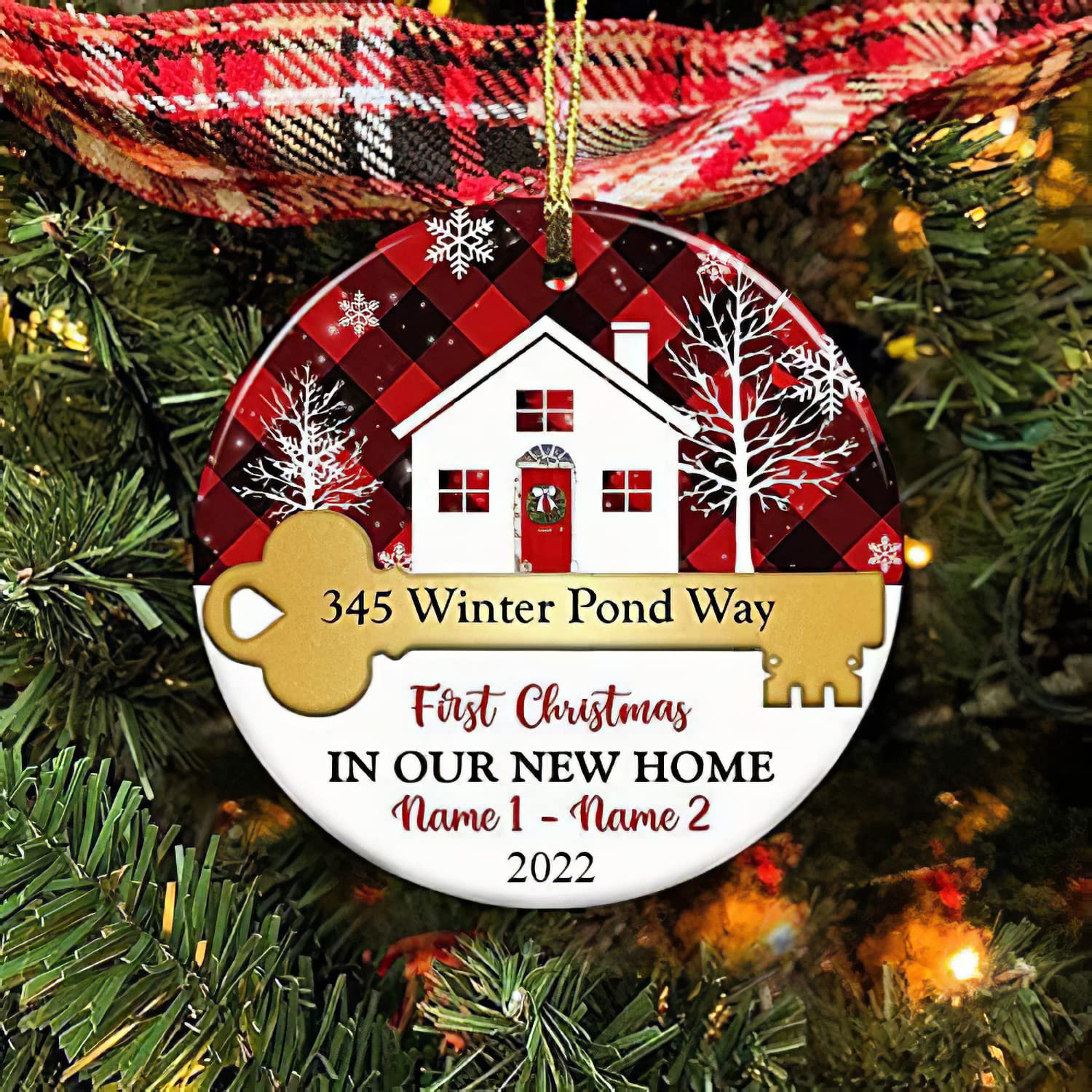 Personalized Our First Home Acrylic Mirror Ornament 2024 - Custom New House Gift for Housewarming, Christmas & Holiday Decor - Perfect for First Year Celebration, Homeowners & Couples Moving In