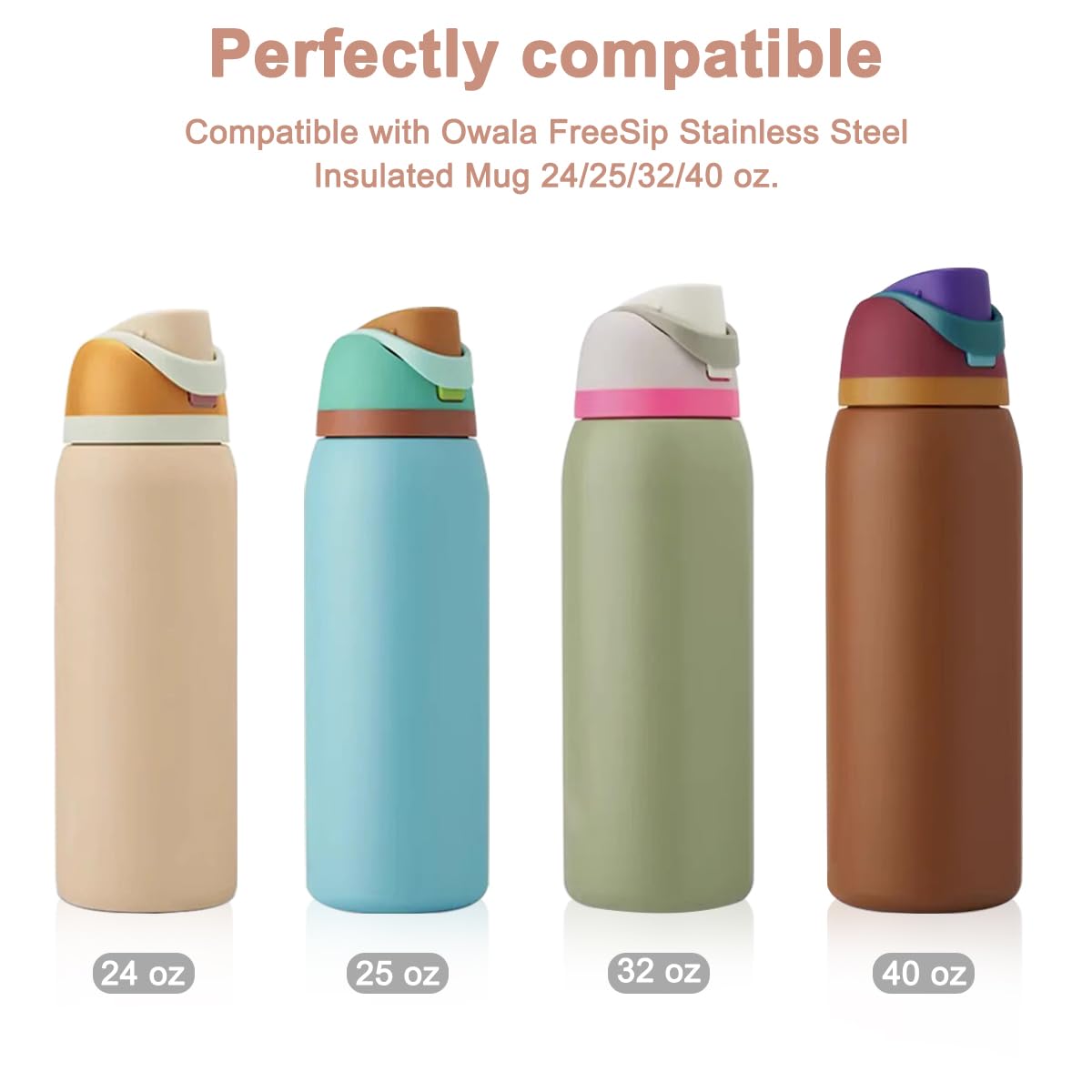 6 Pcs Owala FreeSip Water Bottle Gasket Set with Cleaning Brush - for Stainless Steel Cup Replacement
