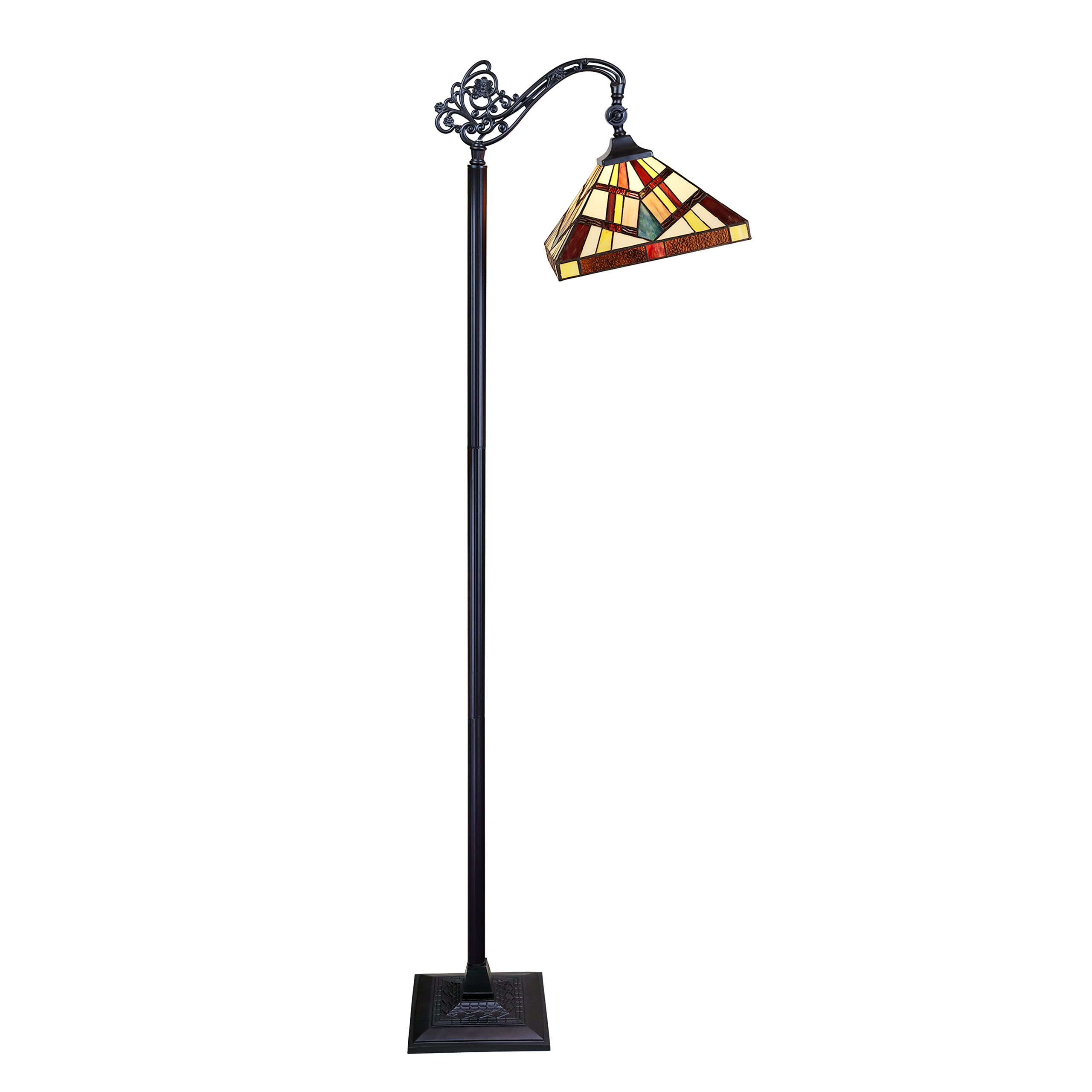 Chloe Lighting Vincent Tiffany-Style Black Bronze Mission Floor Lamp with 11