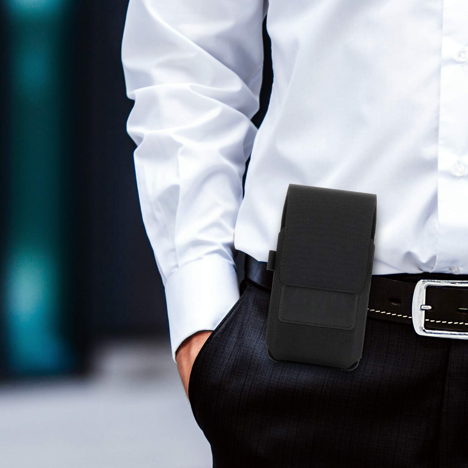 Premium Nylon Belt Holster for Galaxy Note 20 Ultra 5G & iPhone 15 Pro Max - Universal Phone Holder Clip Case for S24+/S23+/S22+ & More (Black) - Perfect for Outdoor Activities, Work & Travel