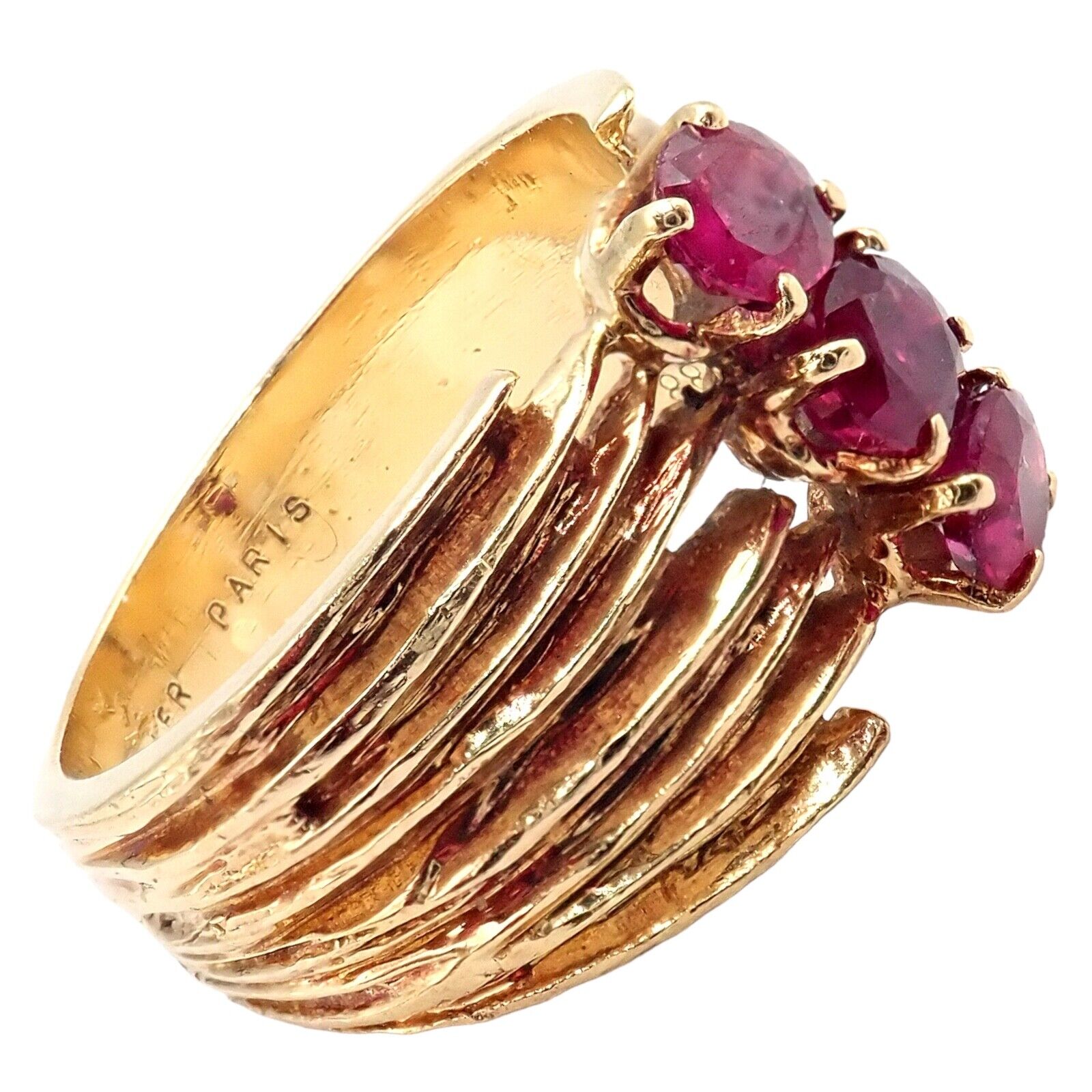 Authentic Vintage Cartier 18k Yellow Gold Ruby Ring for Women - Luxury Jewelry Gift for Anniversary, Engagement & Special Occasions