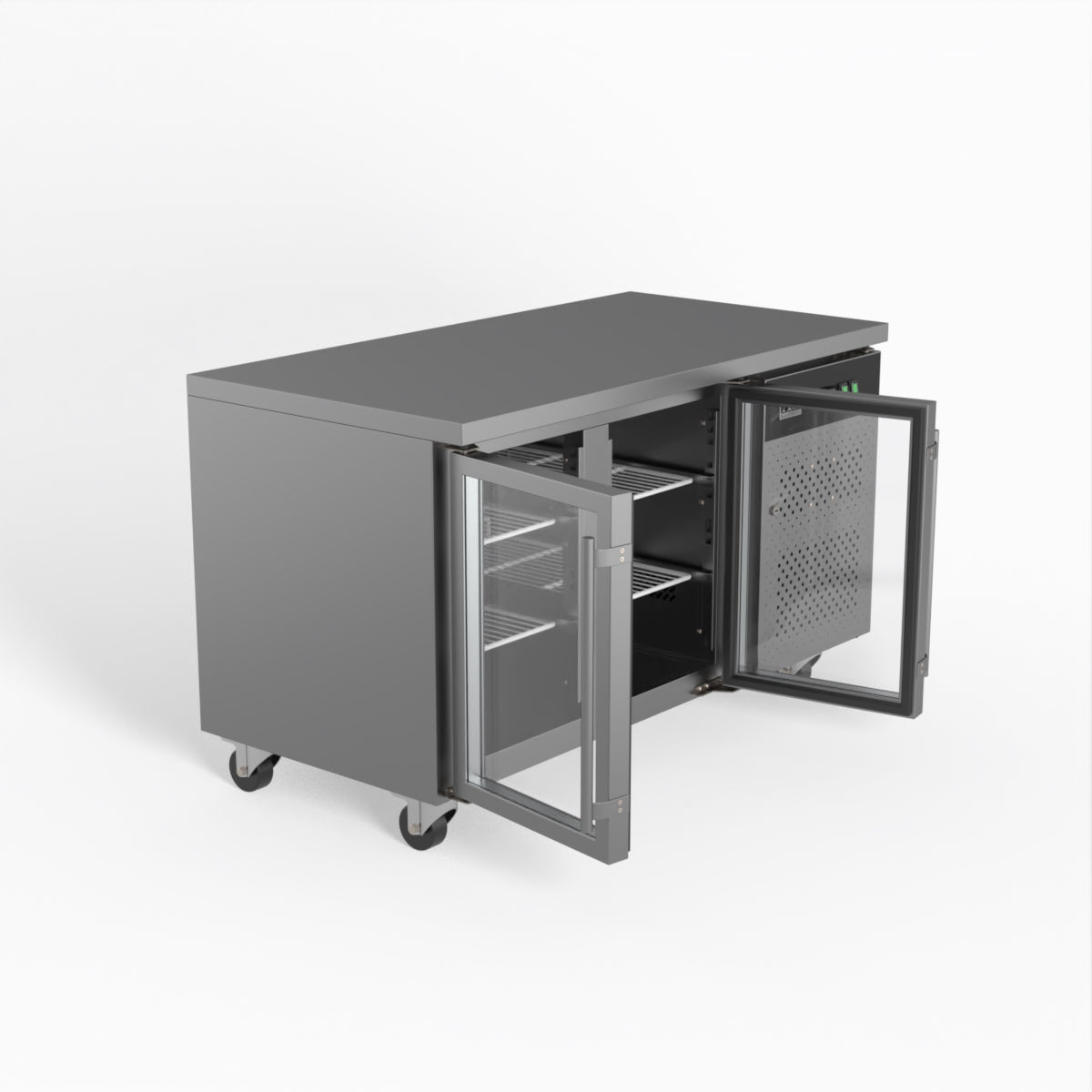Commercial Glass Door Refrigerator - 2 Door Under Counter Display Fridge 700mm Depth GNX2100TNG - Perfect for Restaurants, Cafes, and Retail Stores