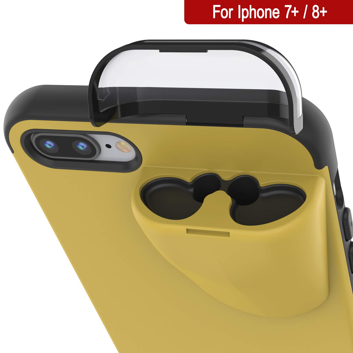 Punkcase iPhone 8 Plus Case with AirPods Holder - Slim & Durable 2-in-1 Protective Cover for iPhone 8 Plus (5.5 Inch) - Compatible with AirPods 1st & 2nd Generation - Yellow | Perfect for Gym, Travel & Everyday Use