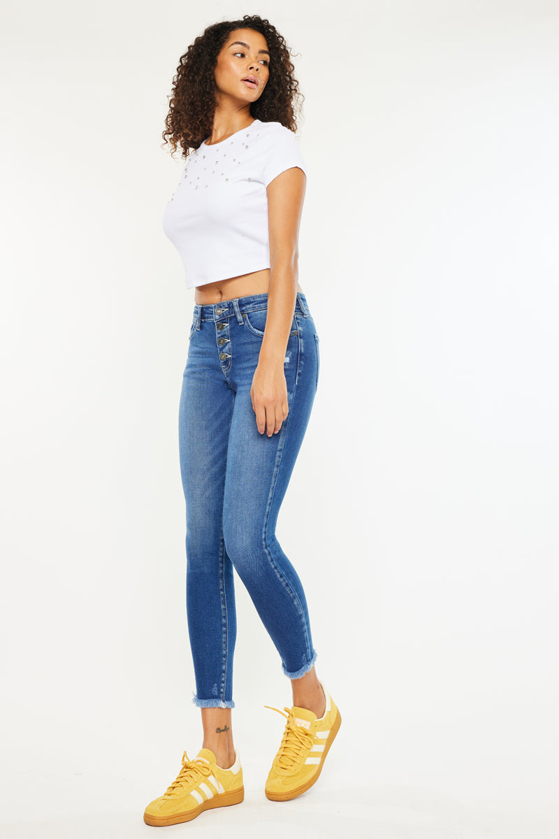 Kate Mid Rise Ankle Skinny Jeans for Women - Stretch Denim Pants, Slim Fit, Comfortable Everyday Wear - Perfect for Work, Casual Outfits & Date Nights