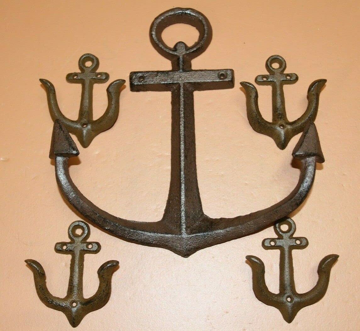 XL Maritime Theme Solid Cast Iron Anchor Wall Decor - Nautical Bar & Home Wall Hanging for Beach House, Man Cave or Coastal Living Room Decor