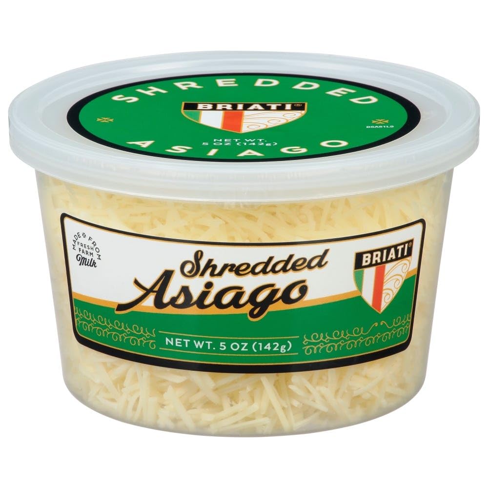 Briati Shredded Asiago Cheese - 12 Pack (5 oz Each) | Premium Italian Cheese for Pizza, Pasta & Salads | Perfect for Cooking, Baking & Entertaining