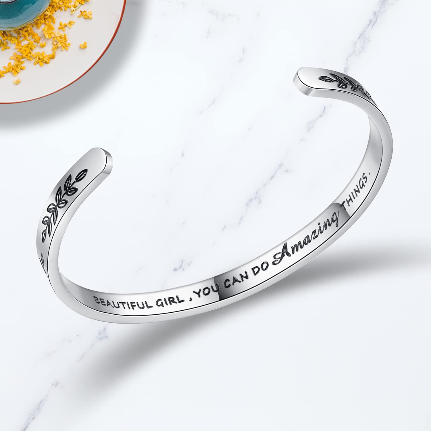 Personalized Cuff Bracelets for Women & Teen Girls - Best Friend, Sister, Mom, Daughter, Granddaughter, Cousin - Custom Birthday, Mother's Day, Christmas, Easter Jewelry Gift - Perfect for Everyday Wear, Special Occasions & Gifting