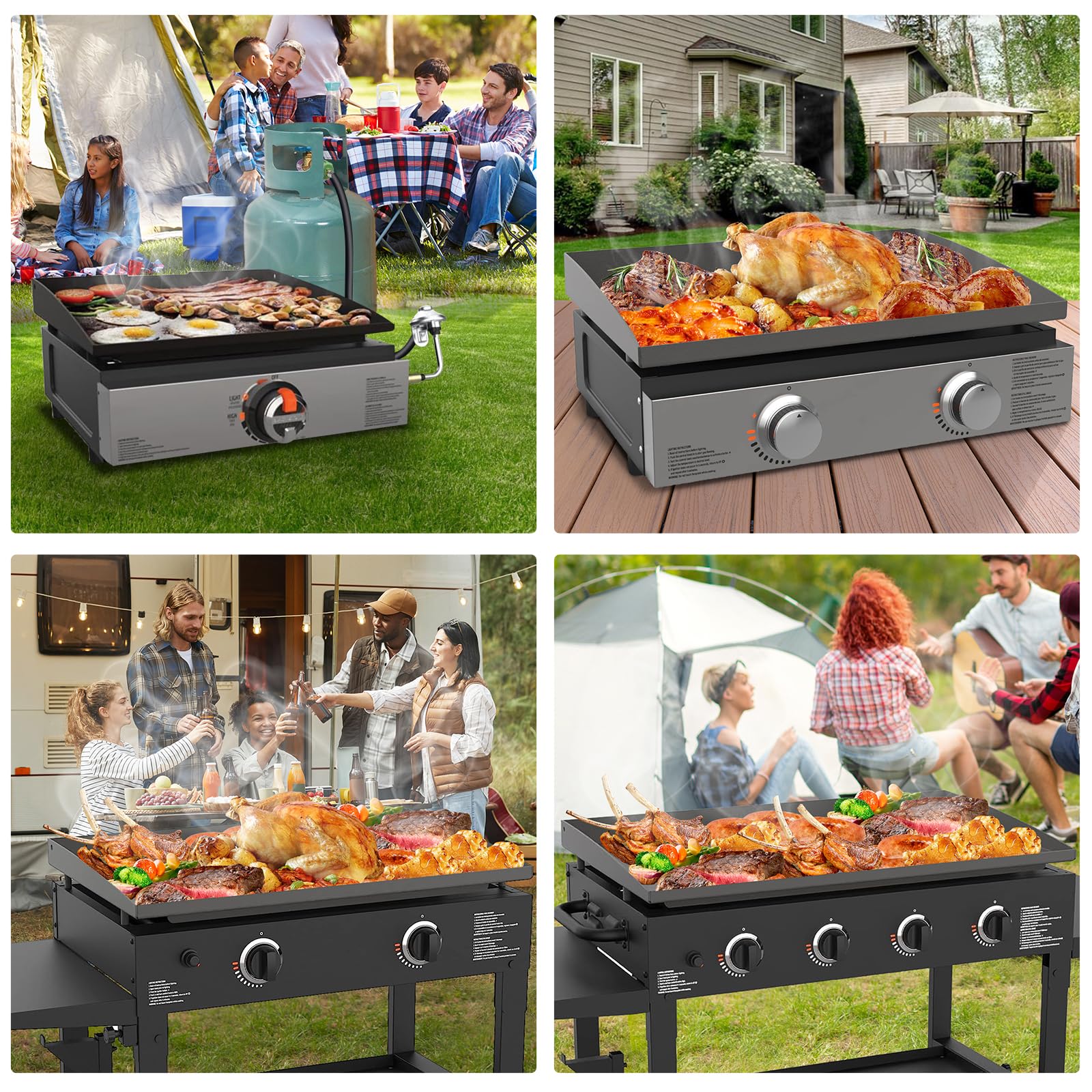 Blackstone 28 Inch Griddle Replacement Top - Compatible with 1517, 1883, 1853 Models - Gas Grill Replacement Parts with Rear Grease System - Perfect for Outdoor Cooking, Camping, and Backyard BBQs