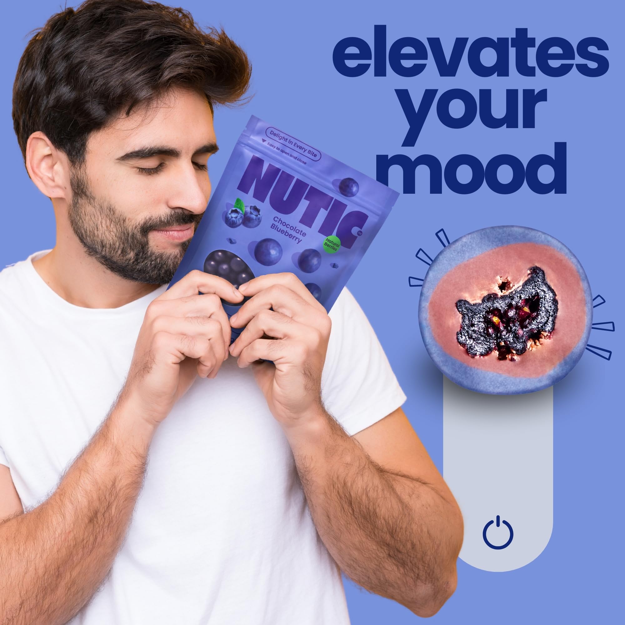 Premium Nutic Milk Chocolate Covered Blueberries 1Lb - Gourmet Dried Blueberry Chocolate Candy, USA Made - Perfect for Holiday Gifts, Party Favors, Dessert Toppings & Healthy Snacks (Pack of 1)