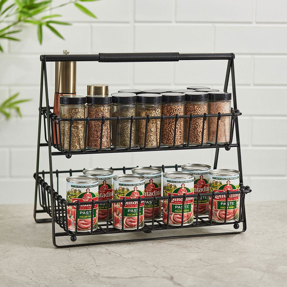 2-Tier Flax Storage Basket - Natural Woven Organizer for Home, Office & Nursery - Perfect for Toys, Blankets & Clothes Storage