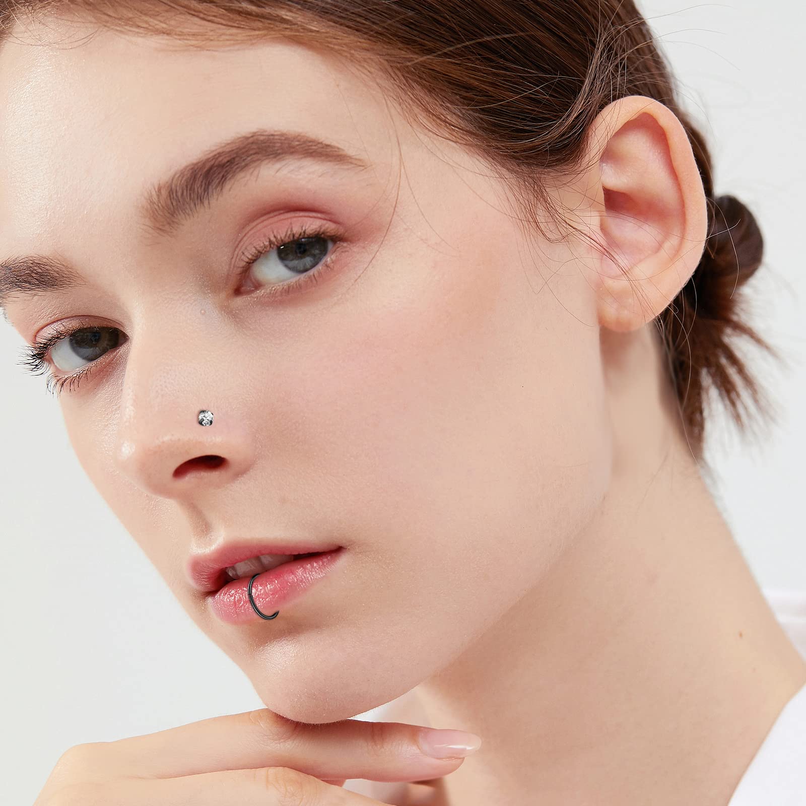 ONESING 29 Pcs Black Nose Rings for Women & Men - L Shape, Studs, Hoop Stainless Steel Nose Jewelry Set | Perfect for Piercing, Gifts & Everyday Wear