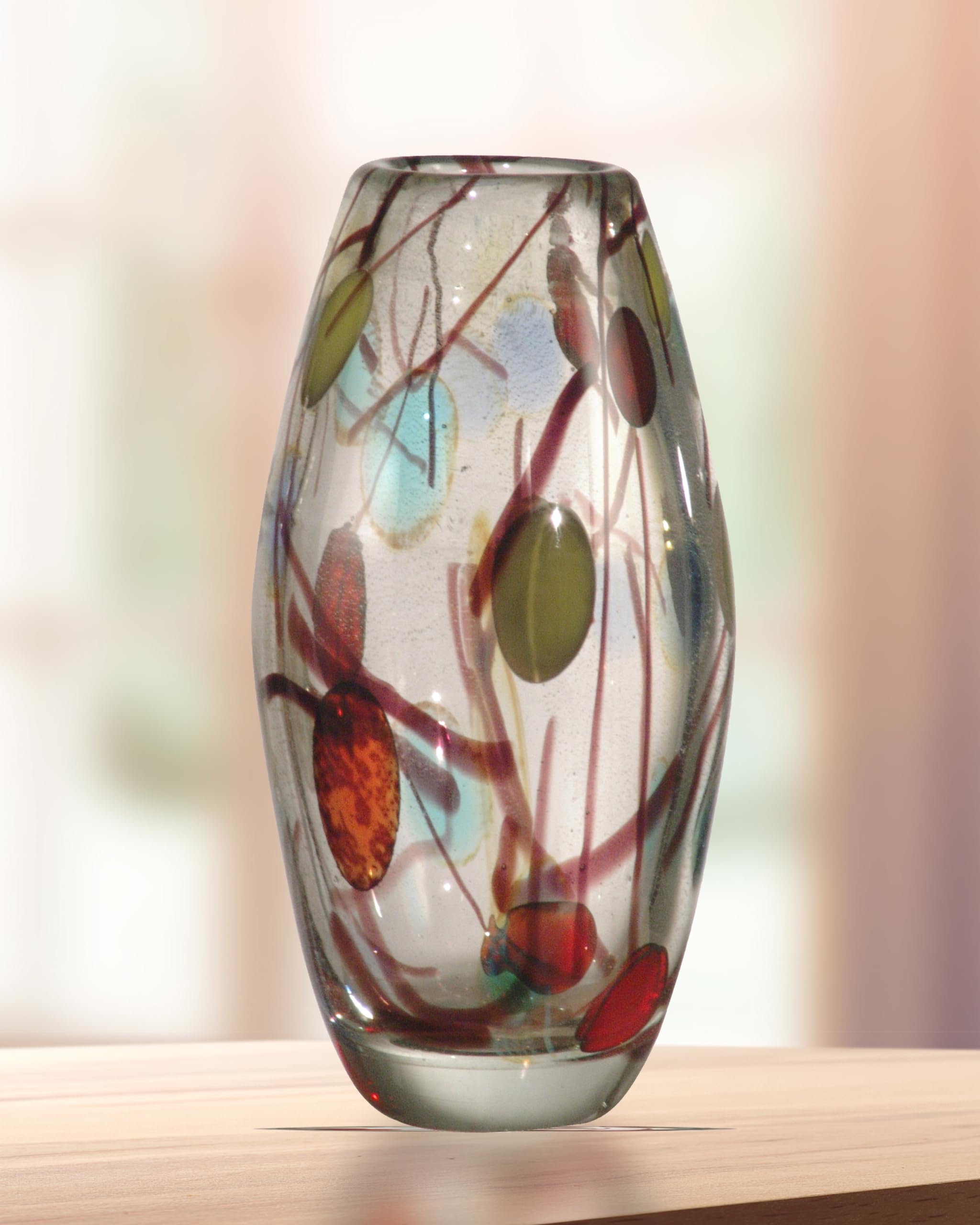 Dale Tiffany AV10768 Lesley Handcrafted Art Glass Vase - Elegant Home Decor for Living Room, Wedding Centerpiece & Luxury Gift Idea