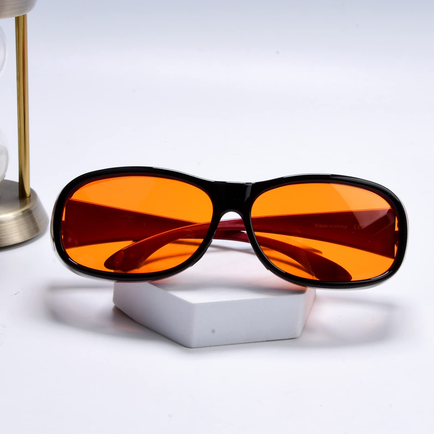BLUELESS Blue Light Blocking Glasses for Computer & Sleep - Orange Tinted Fitover Eyewear (Black/Red) | Reduce Eye Strain & Improve Sleep Quality for Gamers, Office Workers & Nighttime Use