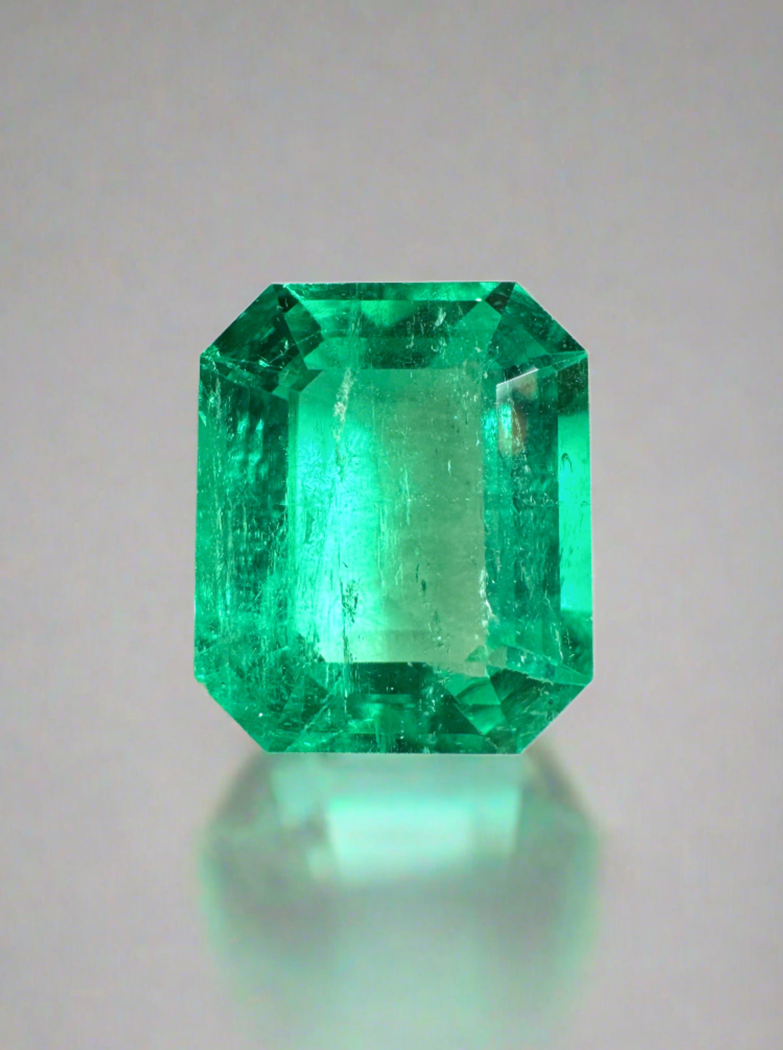 3.61 Carat 10x9mm Vivid Green Natural Colombian Loose Emerald - Emerald Cut Gemstone for Jewelry Making, Engagement Rings & Luxury Gifts
