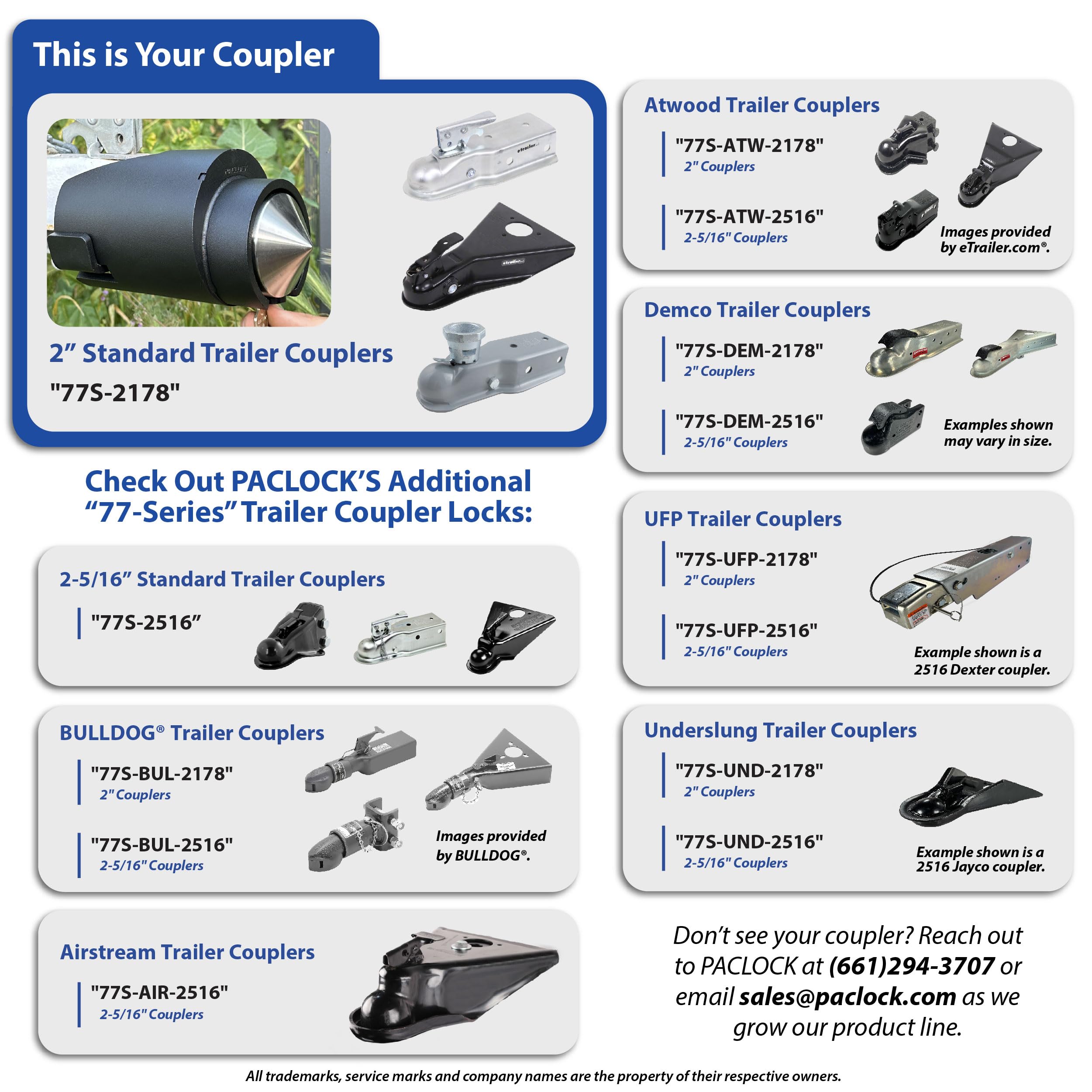 PACLOCK UCS-77S-2178 High Security Trailer Coupler Lock for 2