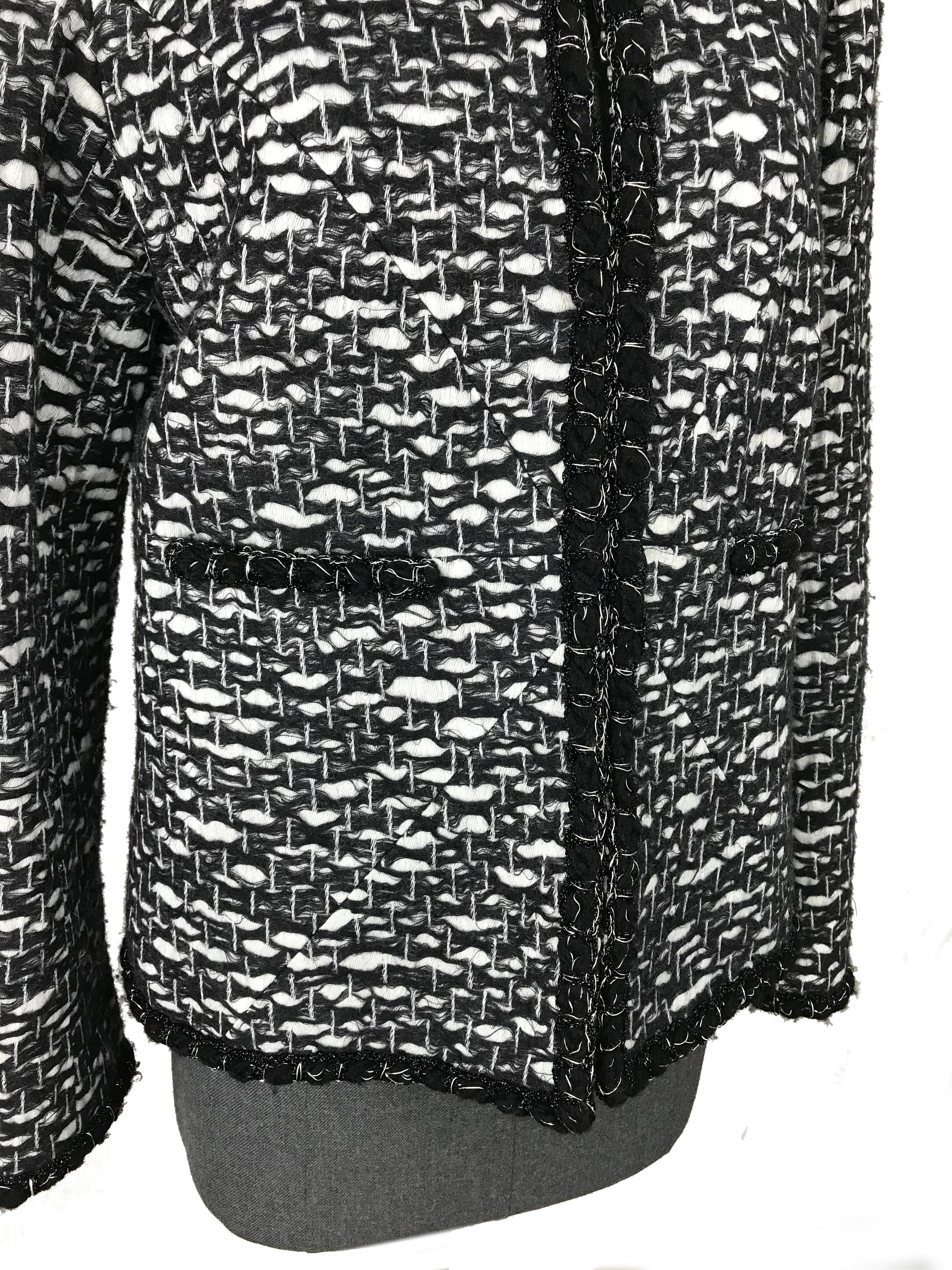 Chanel Wool Jacquard Jewel Neckline Jacket for Women - Size M | Luxury Designer Coat for Fall & Winter | Perfect for Office, Parties & Special Occasions