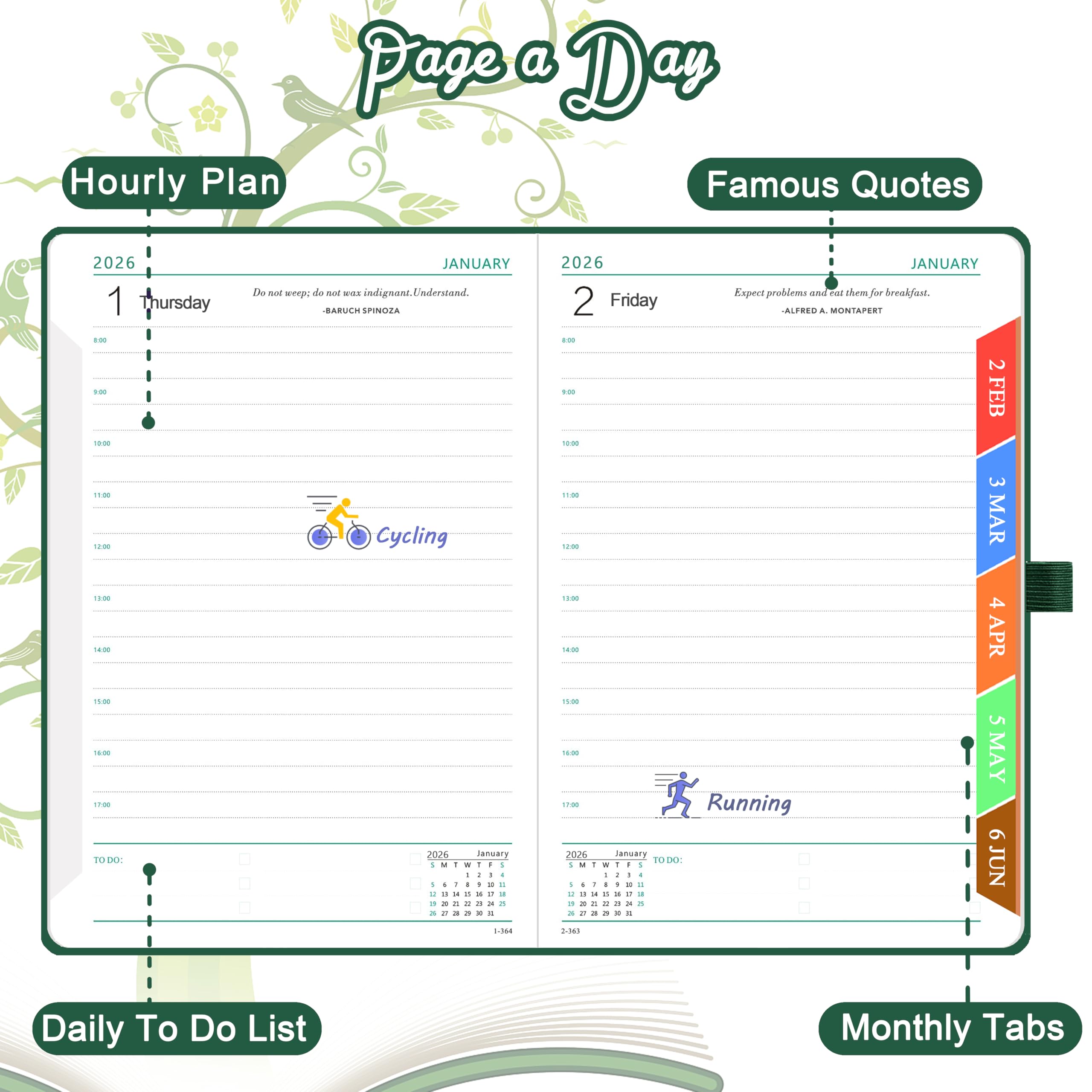 2025-2026 A5 Daily Planner with Monthly View - August 2025 to July 2026 Academic Diary, Includes Pen Set, Colorful Tabs & Inner Pocket (5.9