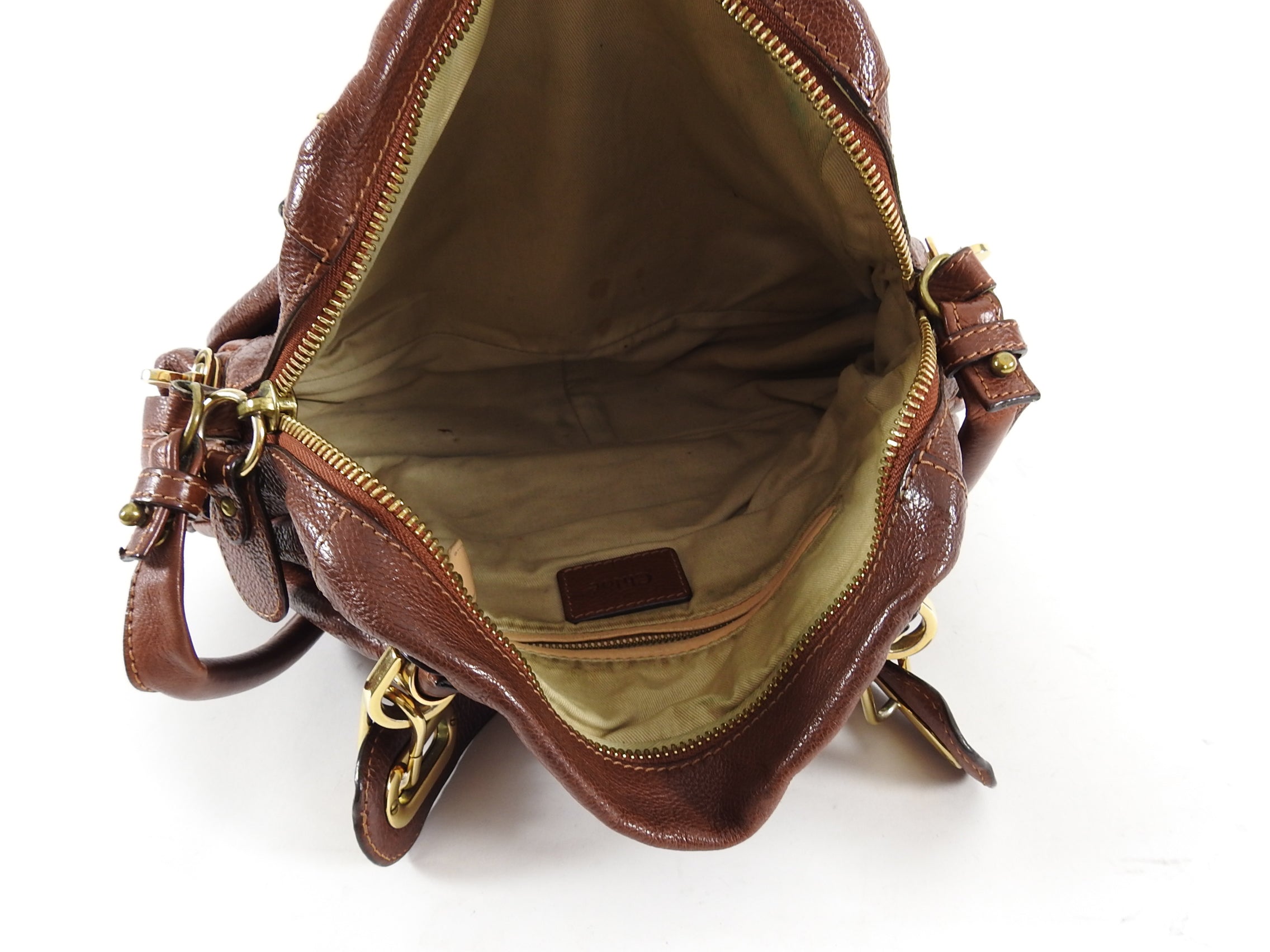 Chloe Cognac Brown Leather Paraty Convertible Shoulder Bag - Luxury Designer Handbag for Women, Perfect for Work, Travel & Everyday Use