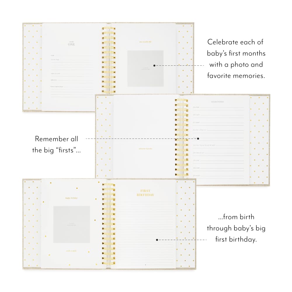 Premium Sugar Paper Baby Keepsake Book - Gender Neutral Memory Journal for Pregnancy to First Year Milestones | Cloth Hardcover with Pocket Storage | Perfect Baby Shower Gift & New Parent Present | Mist Green Cover | Ideal for Recording First Smiles, Steps & Special Moments
