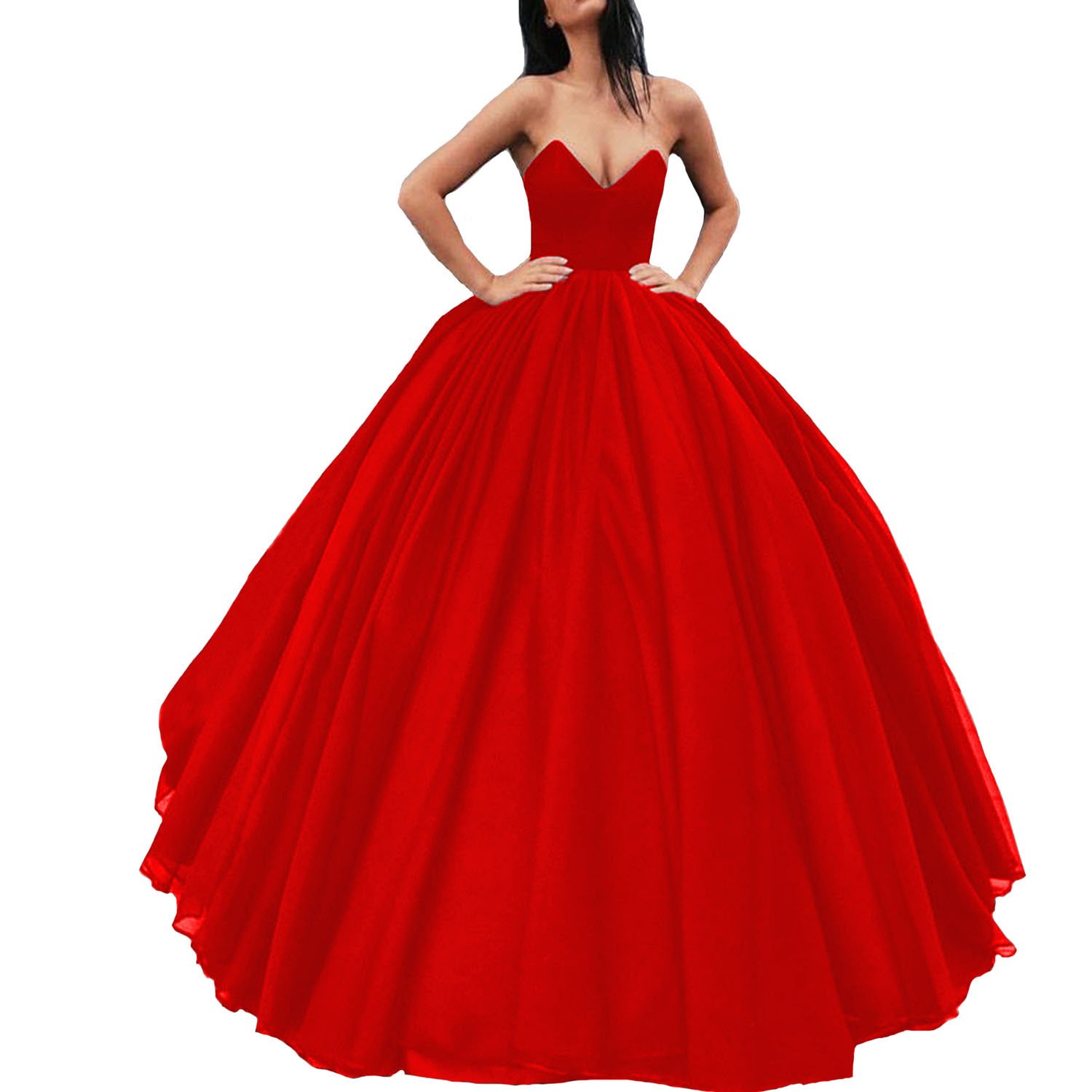 Yuxin Princess Red Ball Gown Quinceanera Dress 2021 | Plus Size Sweetheart Prom Gown | Long Formal Evening Dress for Weddings, Parties & Special Occasions