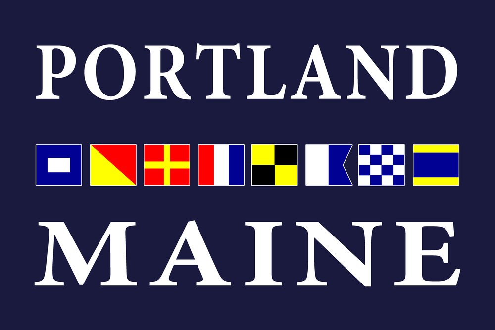 Portland Maine Nautical Flags - 12x18 Inch Gallery Quality Metal Wall Art, Aluminum Home Decor for Coastal & Nautical Themed Rooms, Beach House, Office, or Boat Cabin