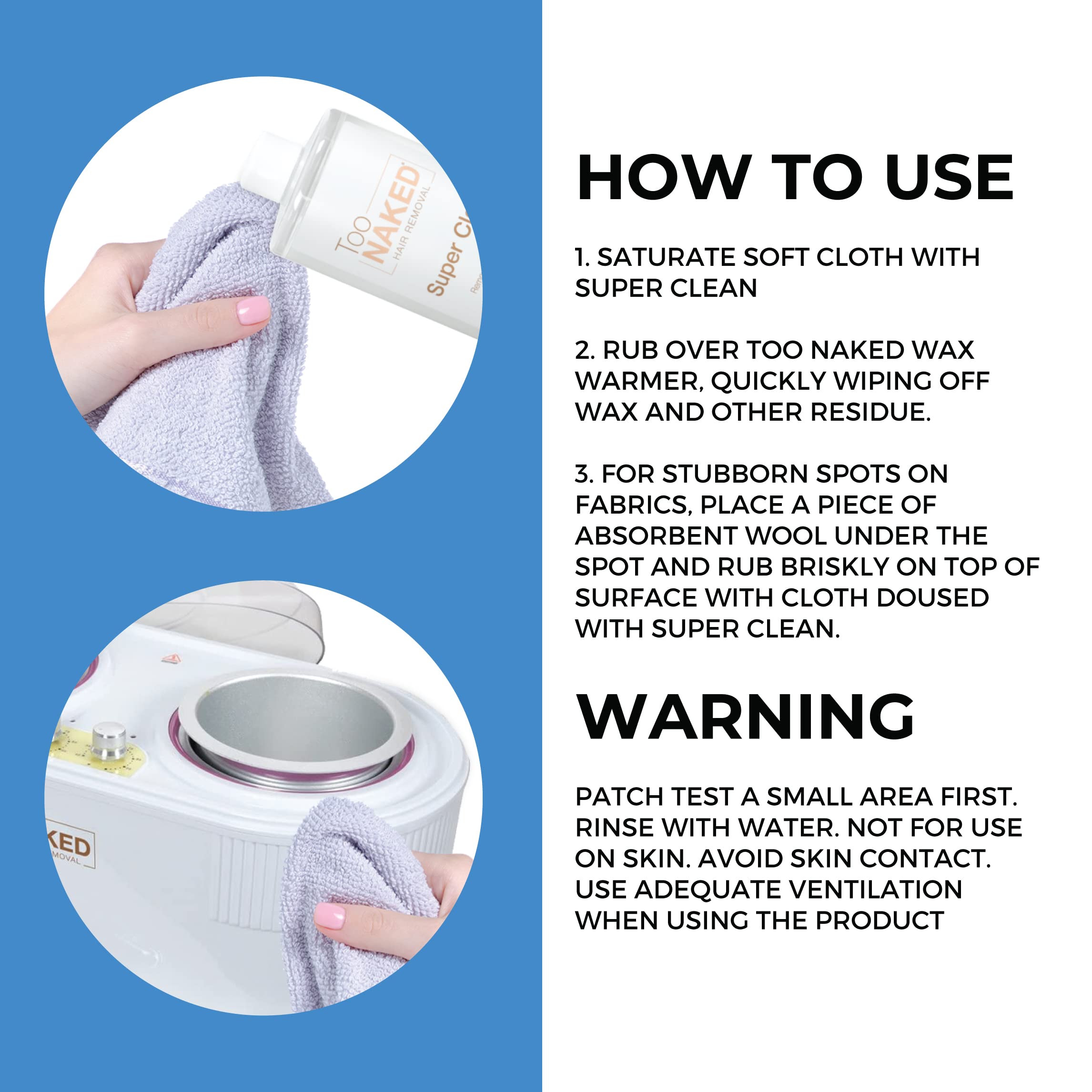 Too Naked Vegan Wax Warmer Cleaner - 16.9 oz Wax Surface Cleaner for Hair Removal | Salon & Home Waxing Kit Accessory for Smooth Skin Care Routine