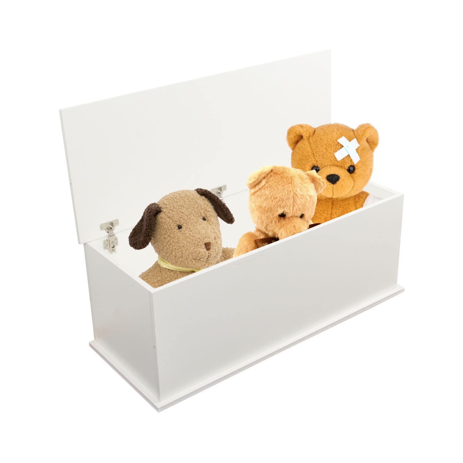 Wooden Toy Storage Bench with Safety Hinged Lid - Kids Toy Box Organizer for Ages 3+ | Multi-Purpose Entryway Bench, Nursery Storage & Living Room Furniture | White Lift-Top Wooden Chest for Toys, Blankets & Home Organization