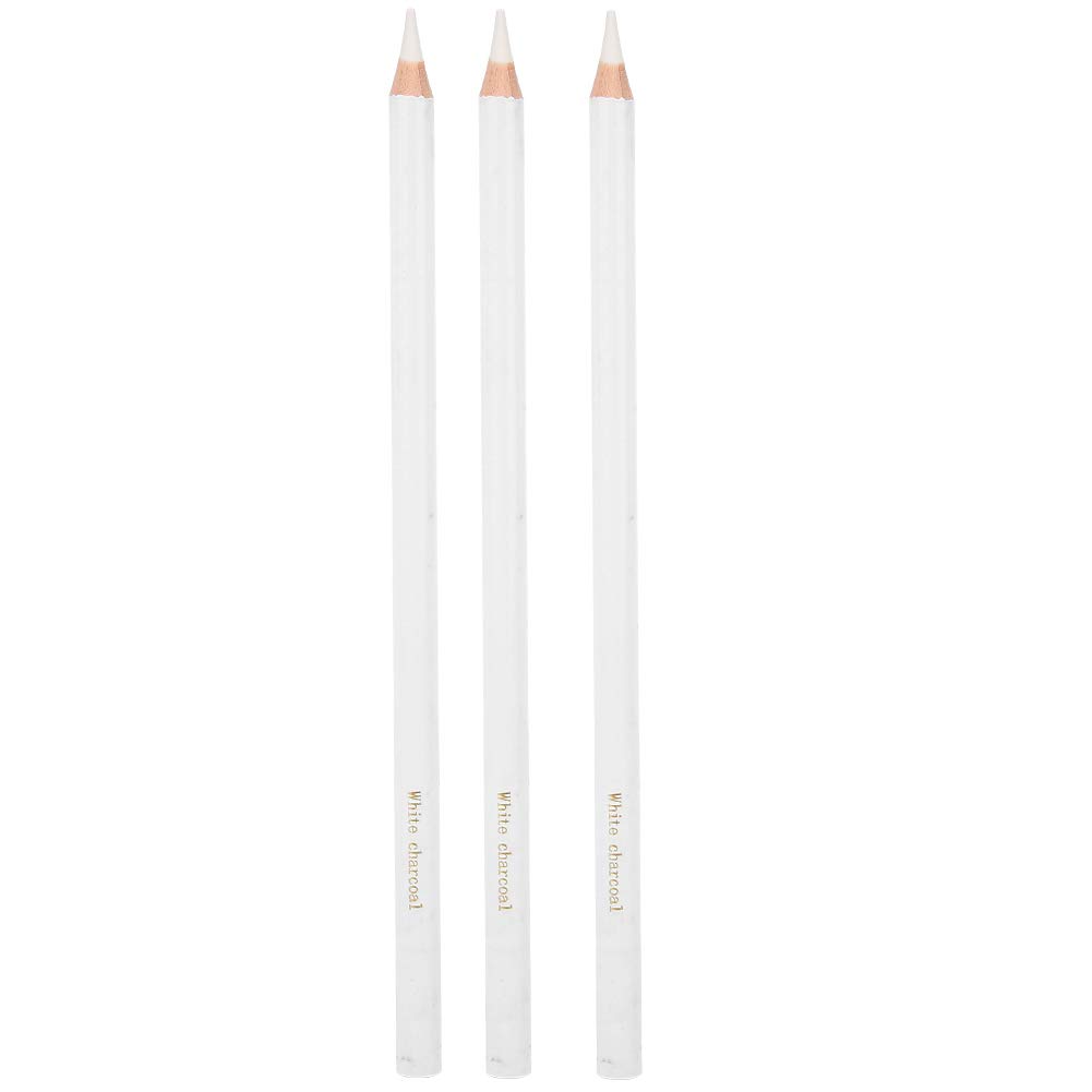 3Pcs White Charcoal Pencils for Sketching & Highlighting - Art Supplies for Artists, Students & Teachers - Perfect for Portraits & Drawings