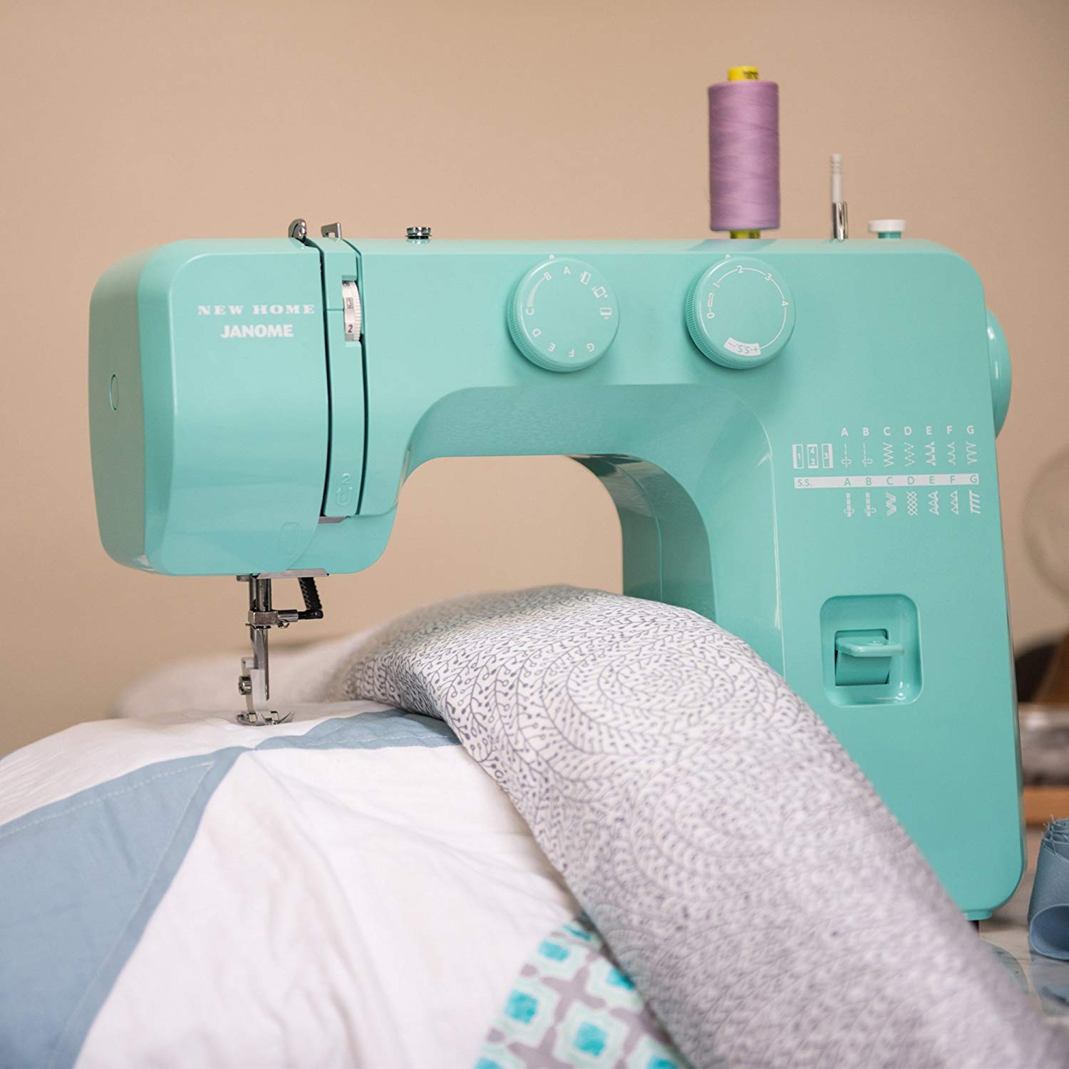 Janome Arctic Crystal Easy-to-Use Sewing Machine for Beginners - Built-in Metal Frame, Bobbin Diagram & Tutorial Videos - Perfect for DIY Crafts, Home Decor & Fashion Sewing Projects (Turquoise)