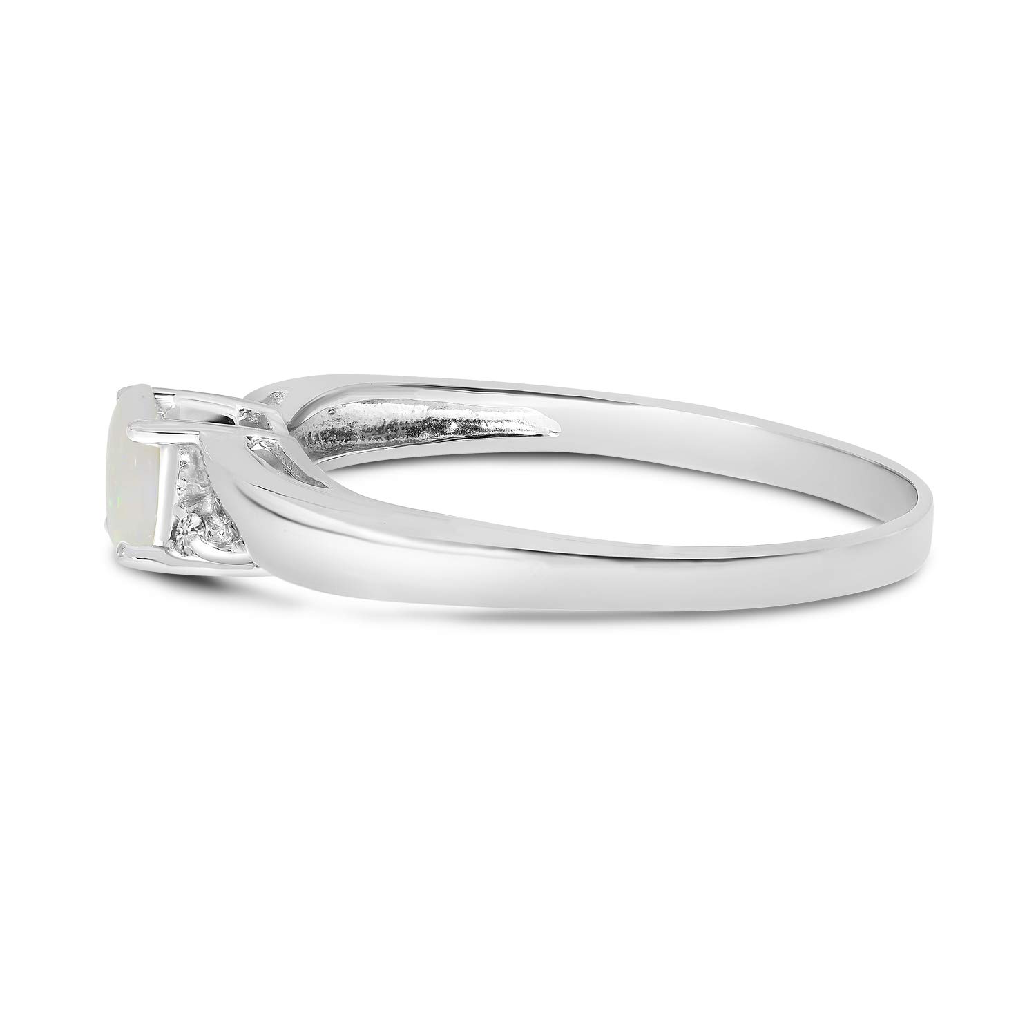 10K White Gold Oval Opal and Diamond Ring for Women – Elegant Vintage Style Jewelry for Engagement, Wedding, Anniversary & Special Occasions