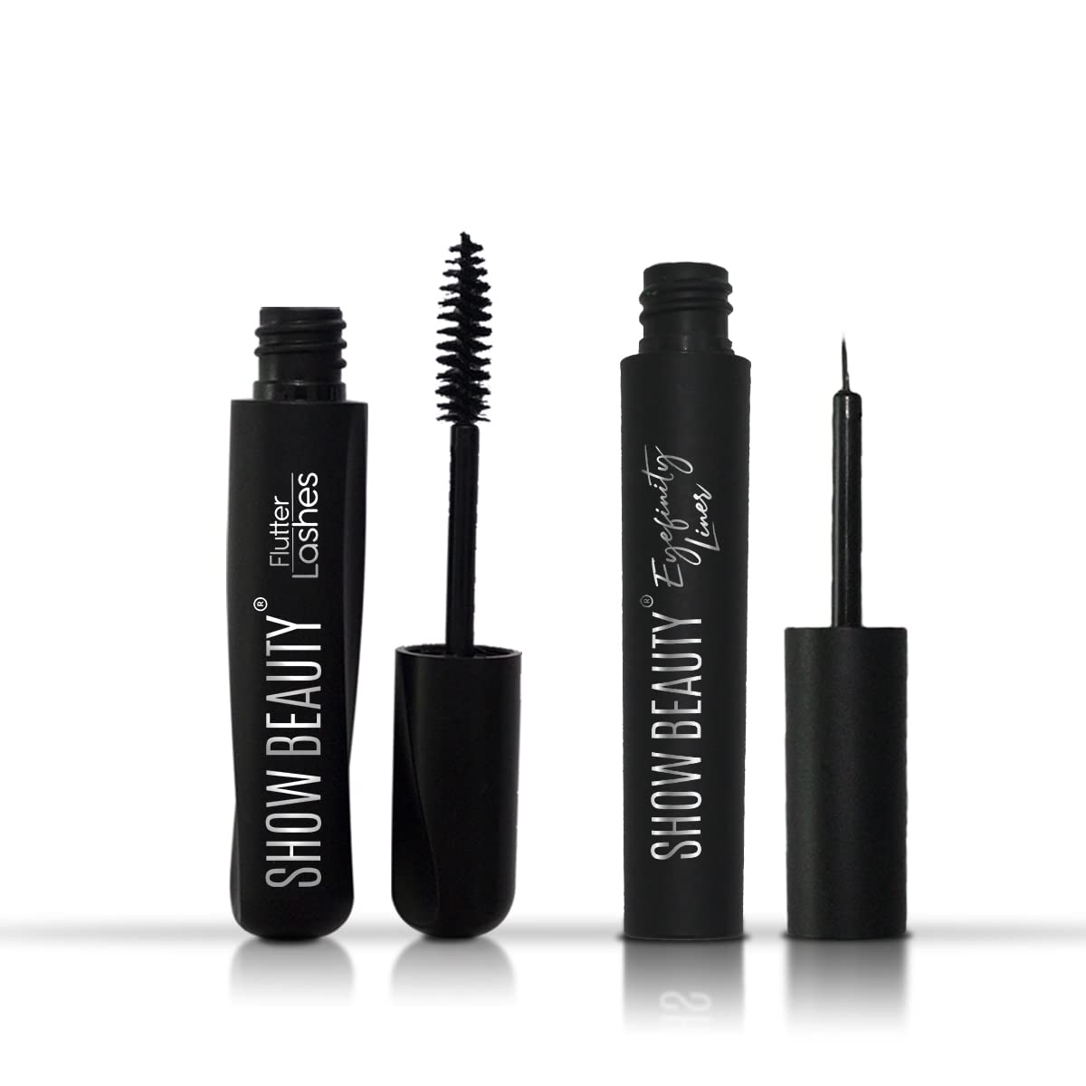 SHOW BEAUTY Waterproof Black Mascara & Eyeliner Combo - Smudge Proof, Matte Finish, Hydrating & Nourishing for Natural Lashes | Perfect for Daily Wear, Night Out & Special Occasions