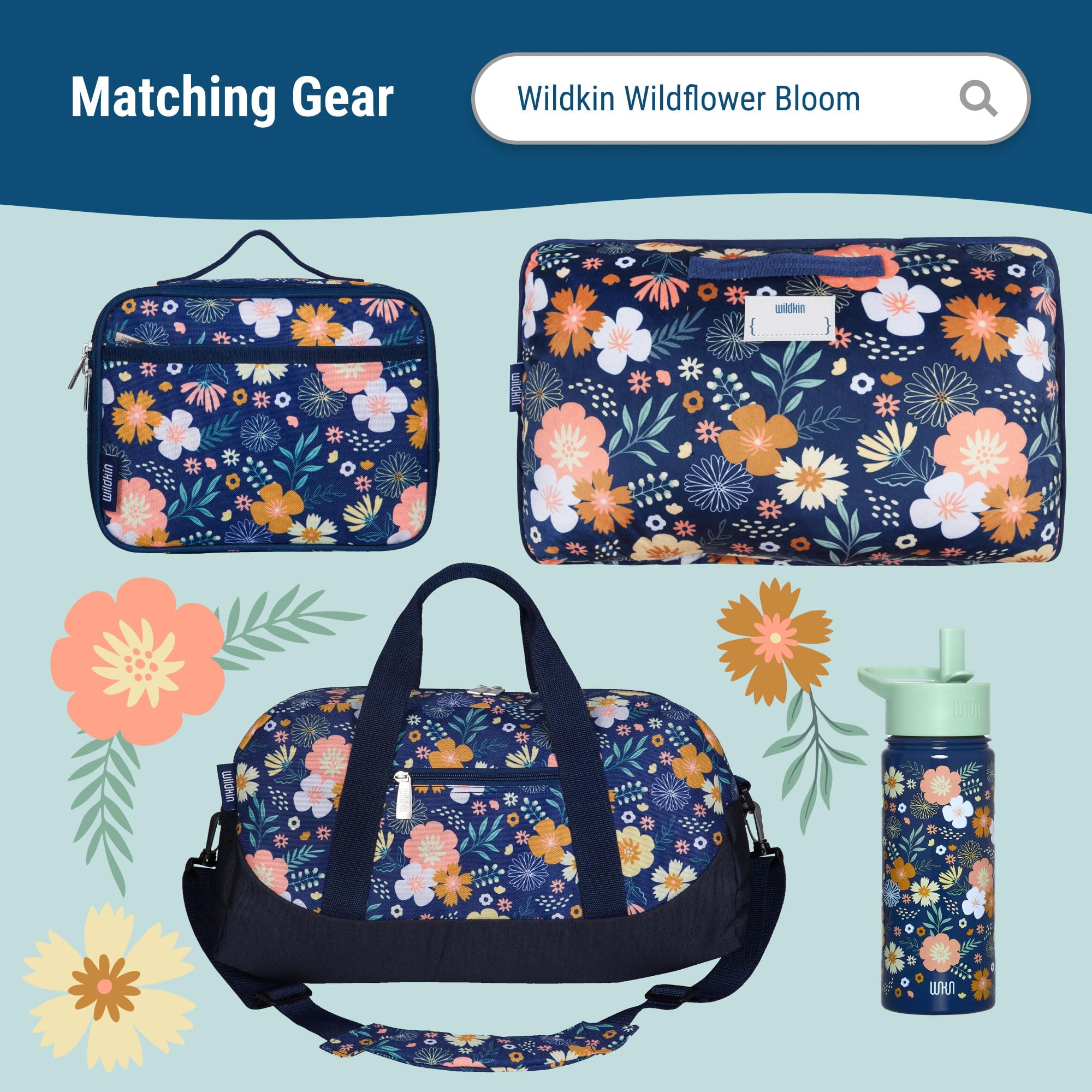 Wildkin 12-inch Kids Backpack with Padded Shoulder Straps - Adjustable School Backpack for Boys & Girls, Perfect for Daycare, Preschool & Travel (Wildflower Bloom Design) - Great for School Supplies, Field Trips & Family Vacations