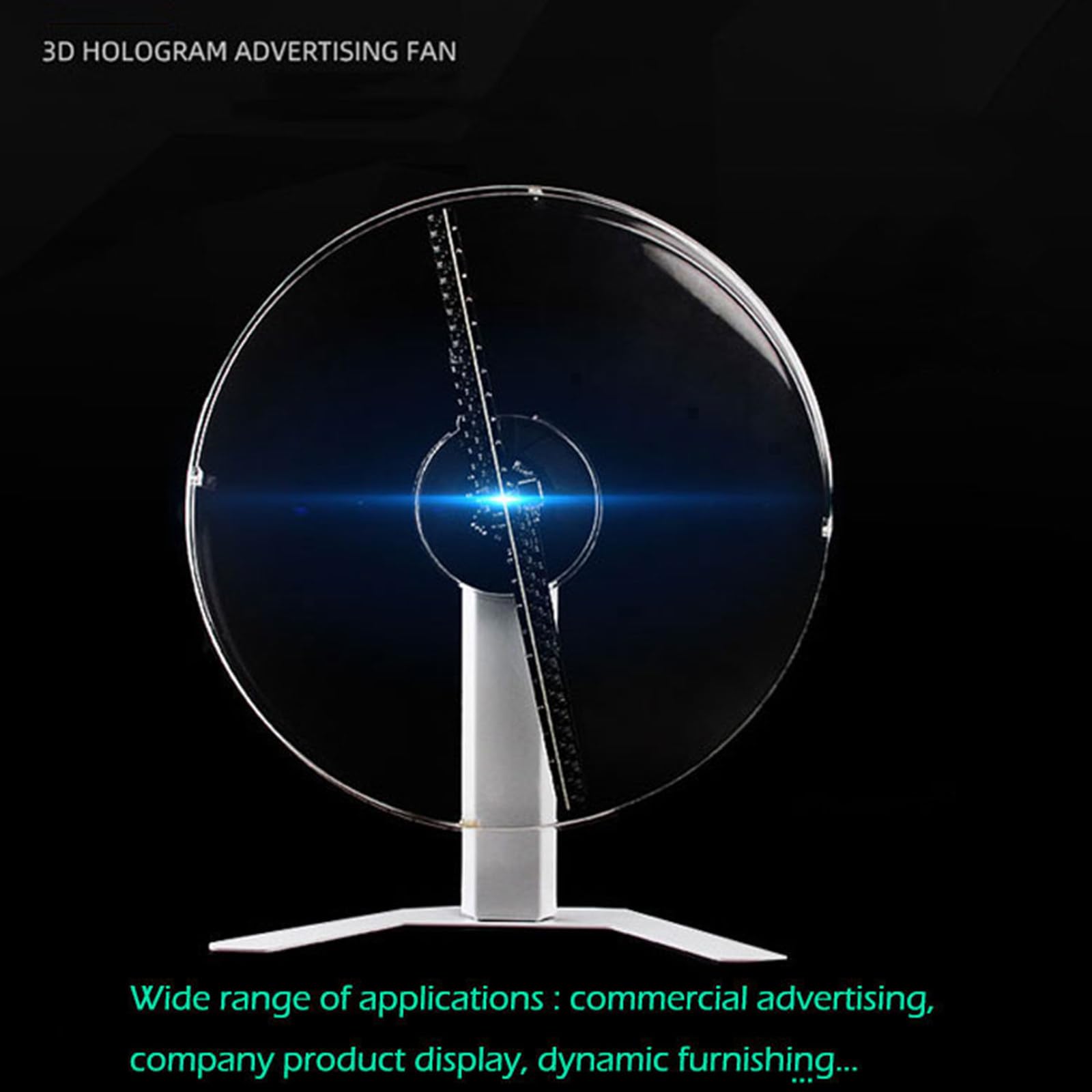 3D HD Holographic Fan 28cm with Wireless Phone Projector - Swing Table Hologram Display for Advertising, Events & Home Decor